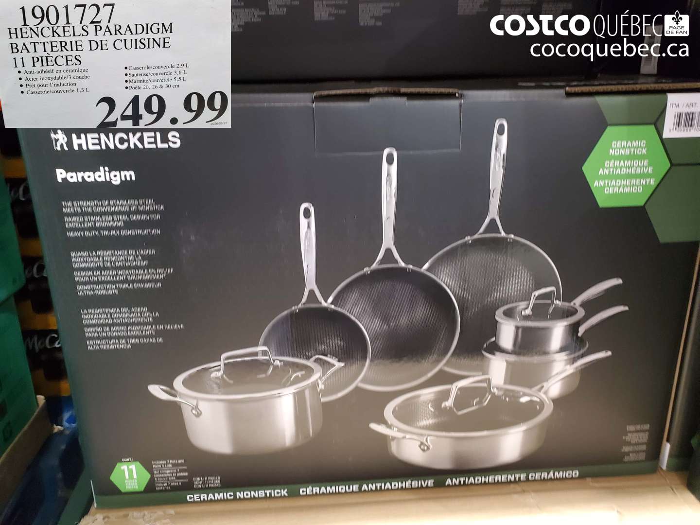 1901727 HENCKELS PARADIGM BATTERIE DE CUISINE 11 PIÈCES $249.99