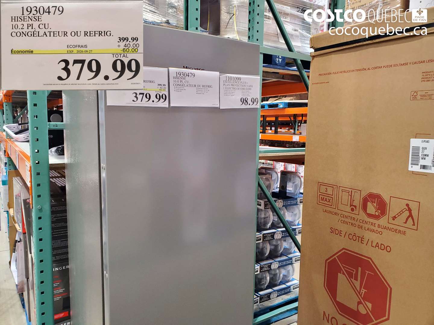1930479 HISENSE 10.2 PI. CU. CONGÉLATEUR OU REFRIG. ($60.00 INSTANT SAVINGS EXPIRES ON 2026-09-27) $379.99