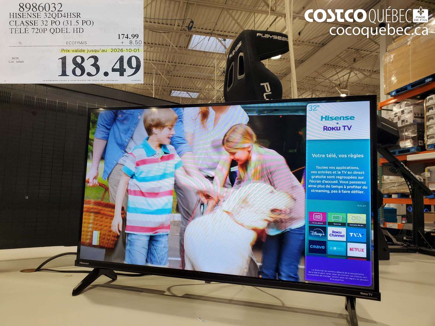 8986032 HISENSE 32QD4HSR CLASSE 32 PO (31.5 PO) TÉLÉ 720P QDEL HD (EXPIRES ON 2026-10-01) $183.49