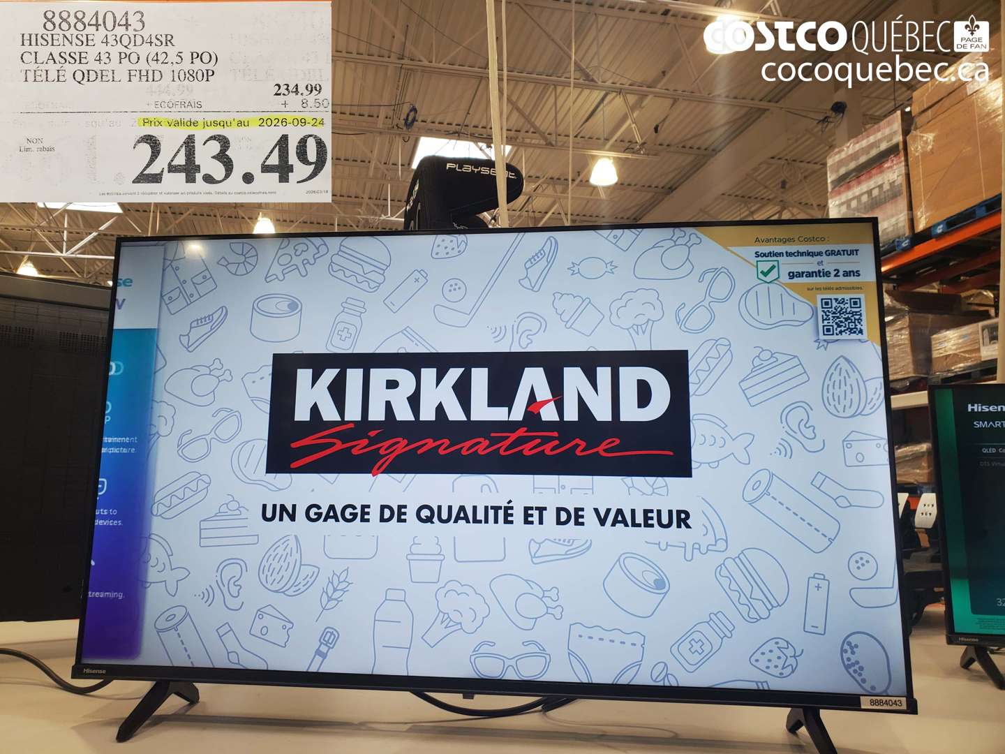 8884043 HISENSE 43QD4SR CLASSE 43 PO (42.5 PO) TÉLÉ QDEL FHD 1080P (EXPIRES ON 2026-09-24) $243.49