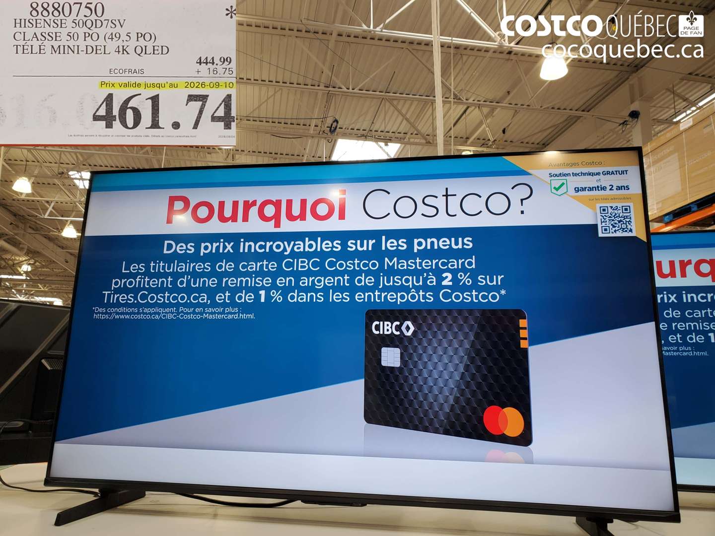 8880750 HISENSE 50QD7SV CLASSE 50 PO (49.5 PO) TÉLÉ MINI-DEL 4K QLED (EXPIRES ON 2026-09-10) $461.74