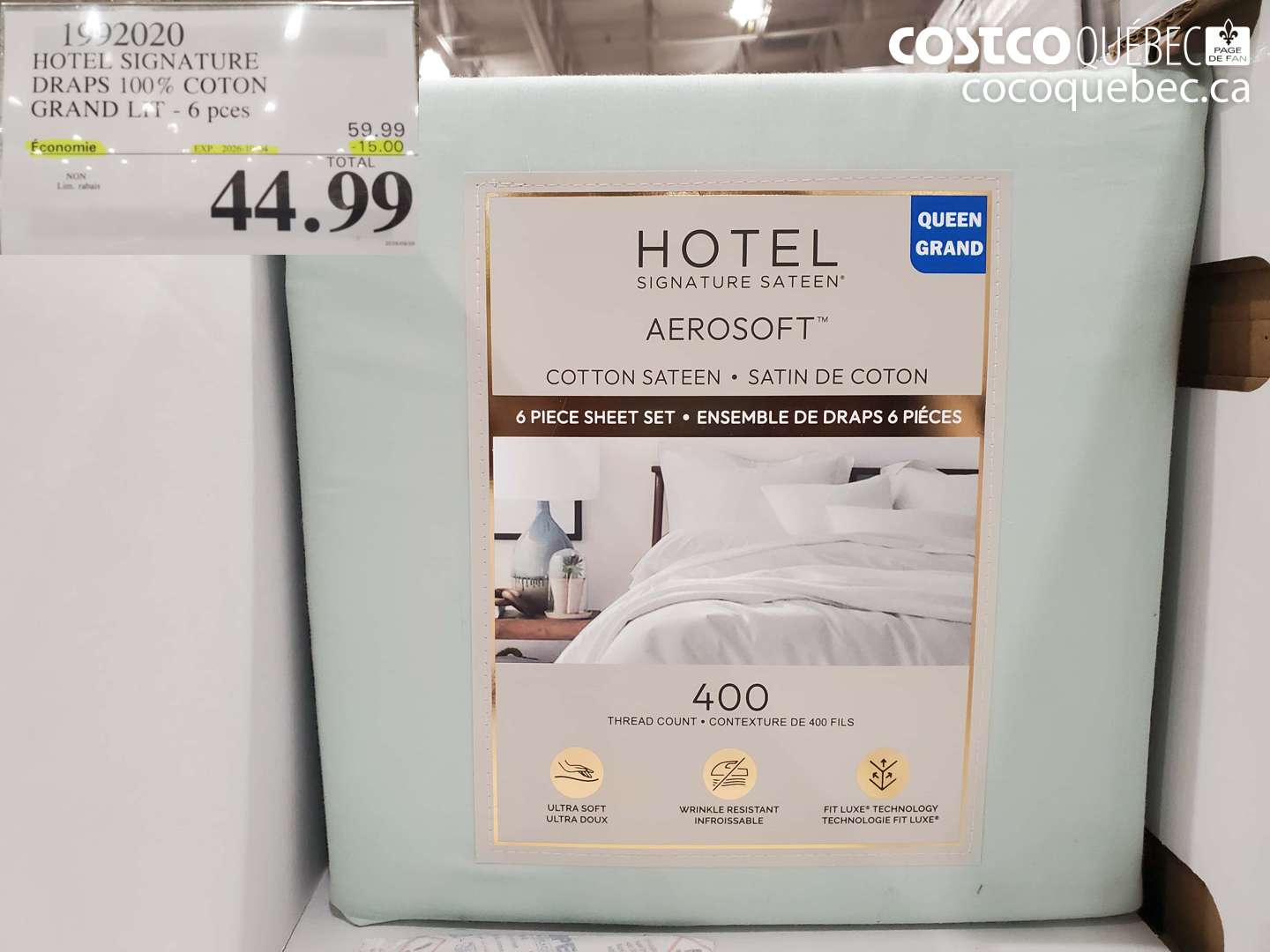 1992020 HOTEL SIGNATURE DRAPS 100% COTON GRAND LIT - 6 PCES ($15.00 INSTANT SAVINGS EXPIRES ON 2026-12-04) $44.99
