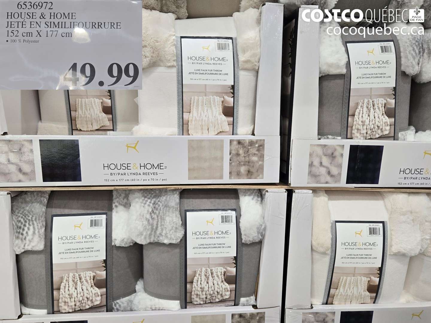 6536972 HOUSE & HOME JETÉ EN SIMILIFOURRURE 152 CM X 177 CM $49.99