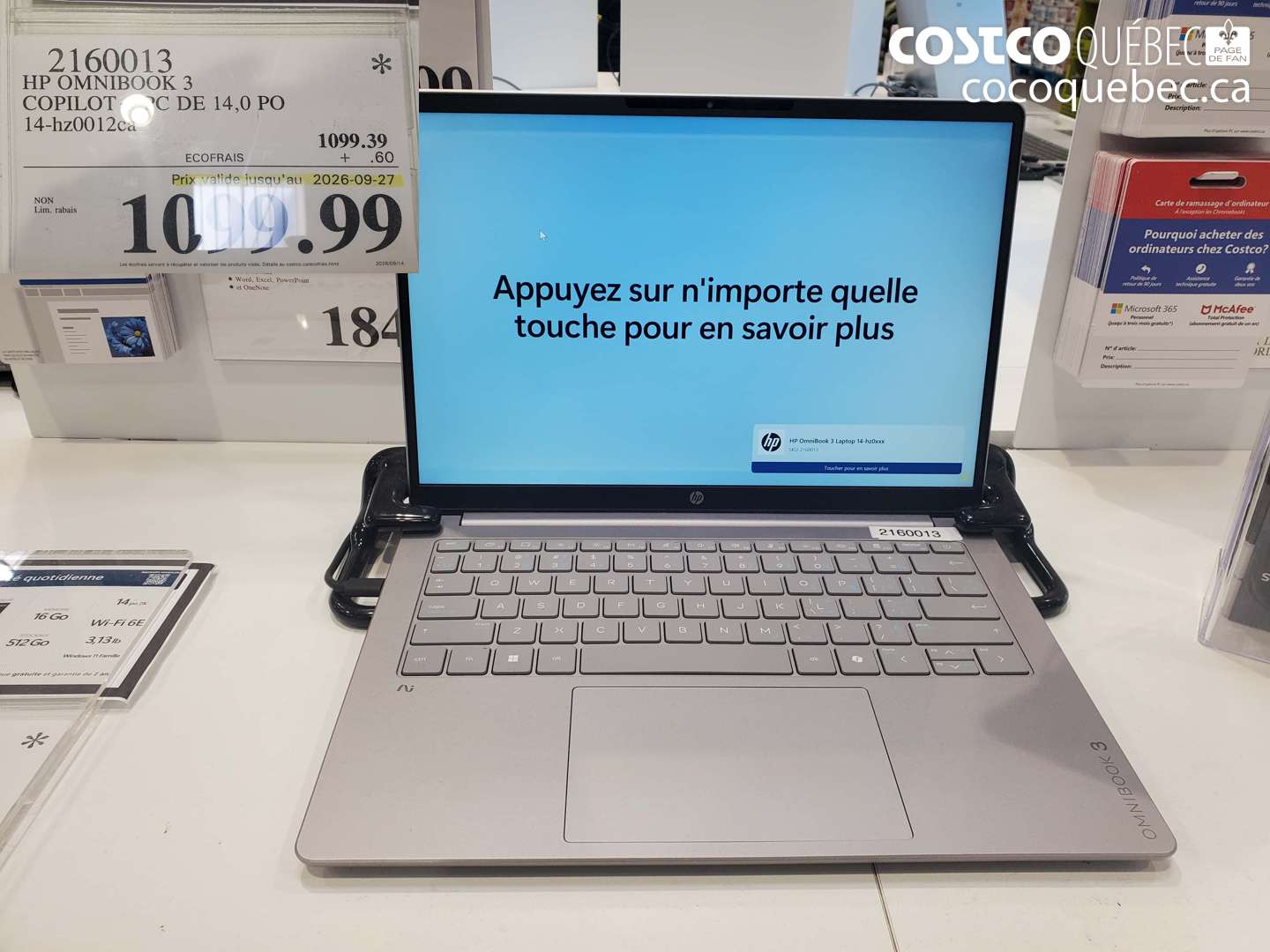 2160013 HP OMNIBOOK 3 COPILOT PC DE 14.0 PO 14-HZ0012CA (EXPIRES ON 2026-09-27) $1099.99