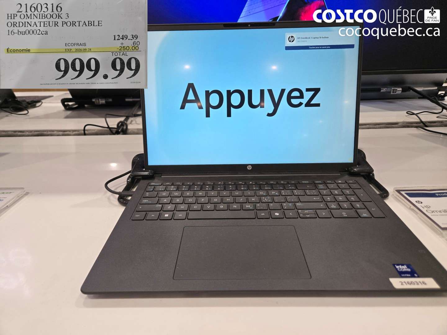 2160316 HP OMNIBOOK 3 ORDINATEUR PORTABLE ($250.00 INSTANT SAVINGS EXPIRES ON 2026-09-28) $999.99