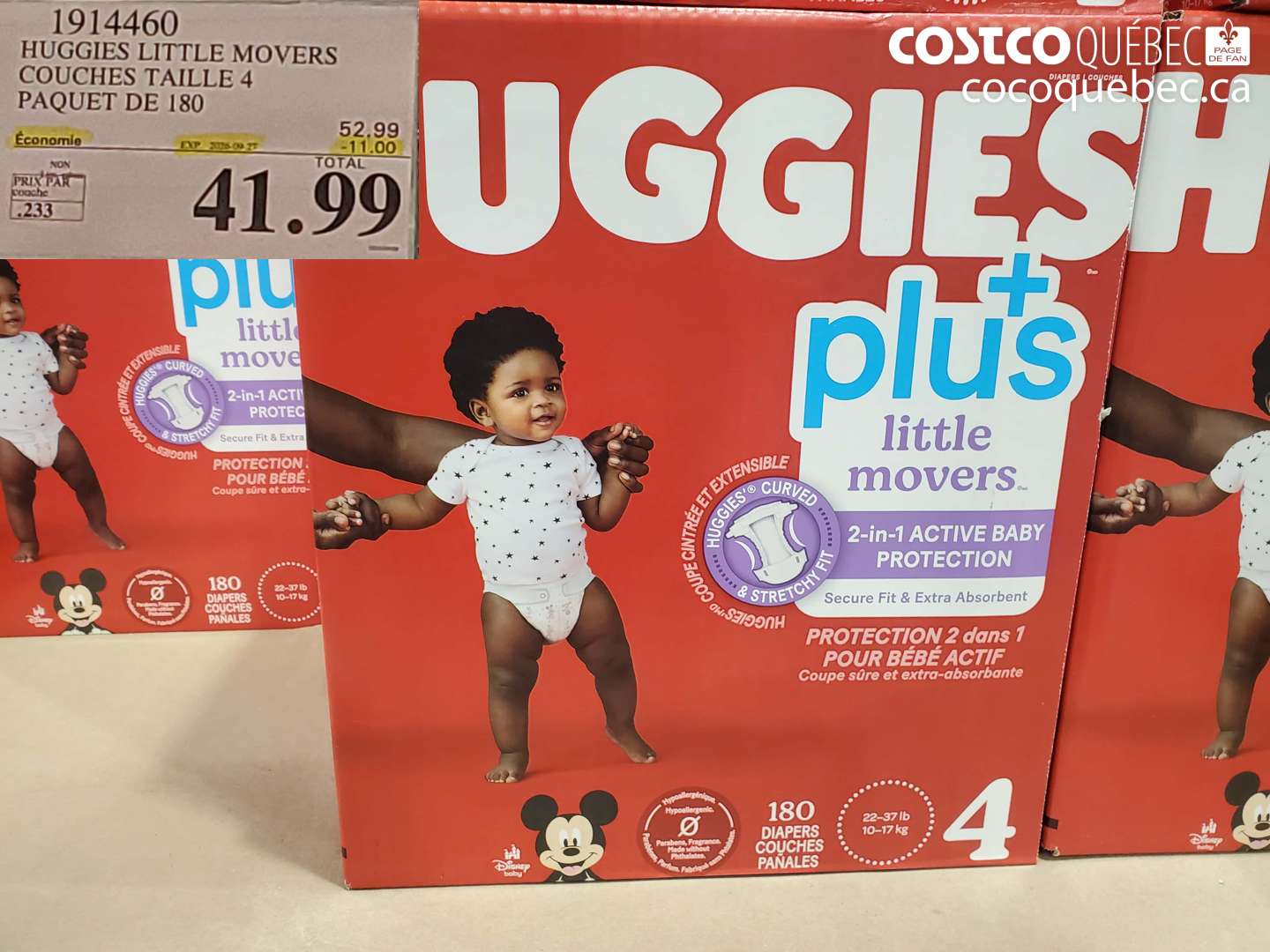 1914460 HUGGIES LITTLE MOVERS COUCHES TAILLE 4 PAQUET DE 180 ($11.00 INSTANT SAVINGS EXPIRES ON 2026-09-27) $41.99