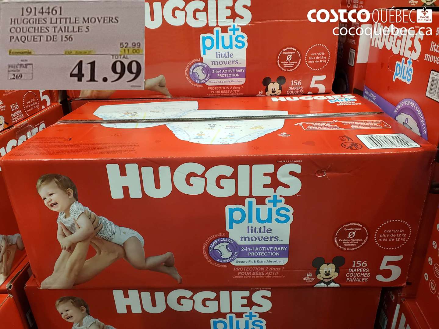 1914461 HUGGIES LITTLE MOVERS COUCHES TAILLE 5 PAQUET DE 156 ($11.00 INSTANT SAVINGS EXPIRES ON 2026-09-27) $41.99