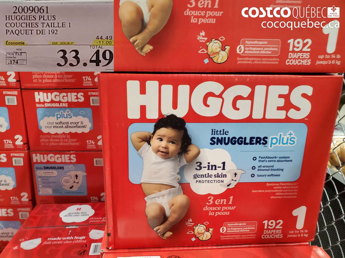 2009061 HUGGIES PLUS COUCHES TAILLE 1 PAQUET DE 192 ($11.00 INSTANT SAVINGS EXPIRES ON 2026-09-27) $33.49