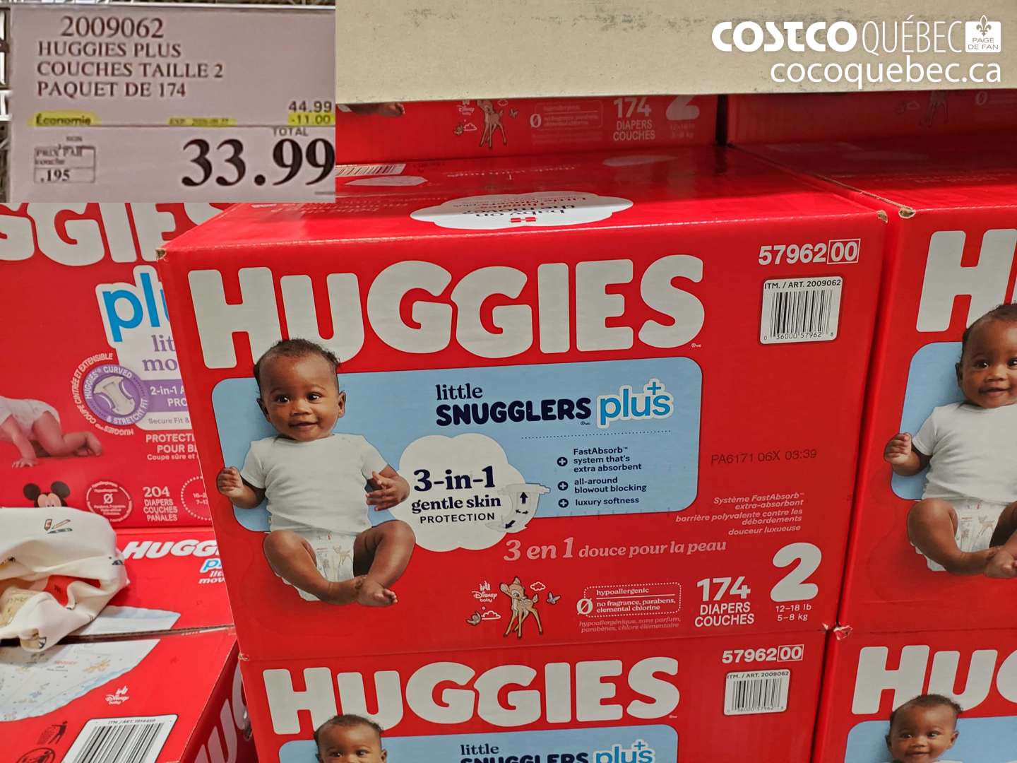 2009062 HUGGIES PLUS COUCHES TAILLE 2 PAQUET DE 174 ($11.00 INSTANT SAVINGS EXPIRES ON 2026-09-27) $33.99