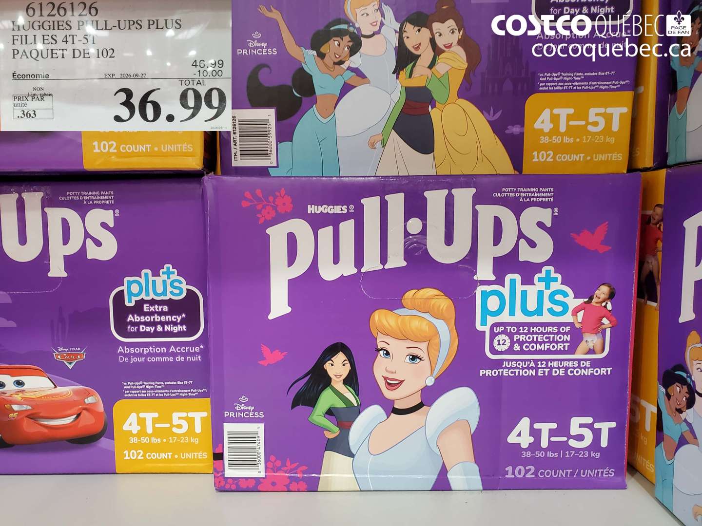 6126126 HUGGIES PULL-UPS PLUS FILLES 4T-5T PAQUET DE 102 ($10.00 INSTANT SAVINGS EXPIRES ON 2026-09-27) $36.99