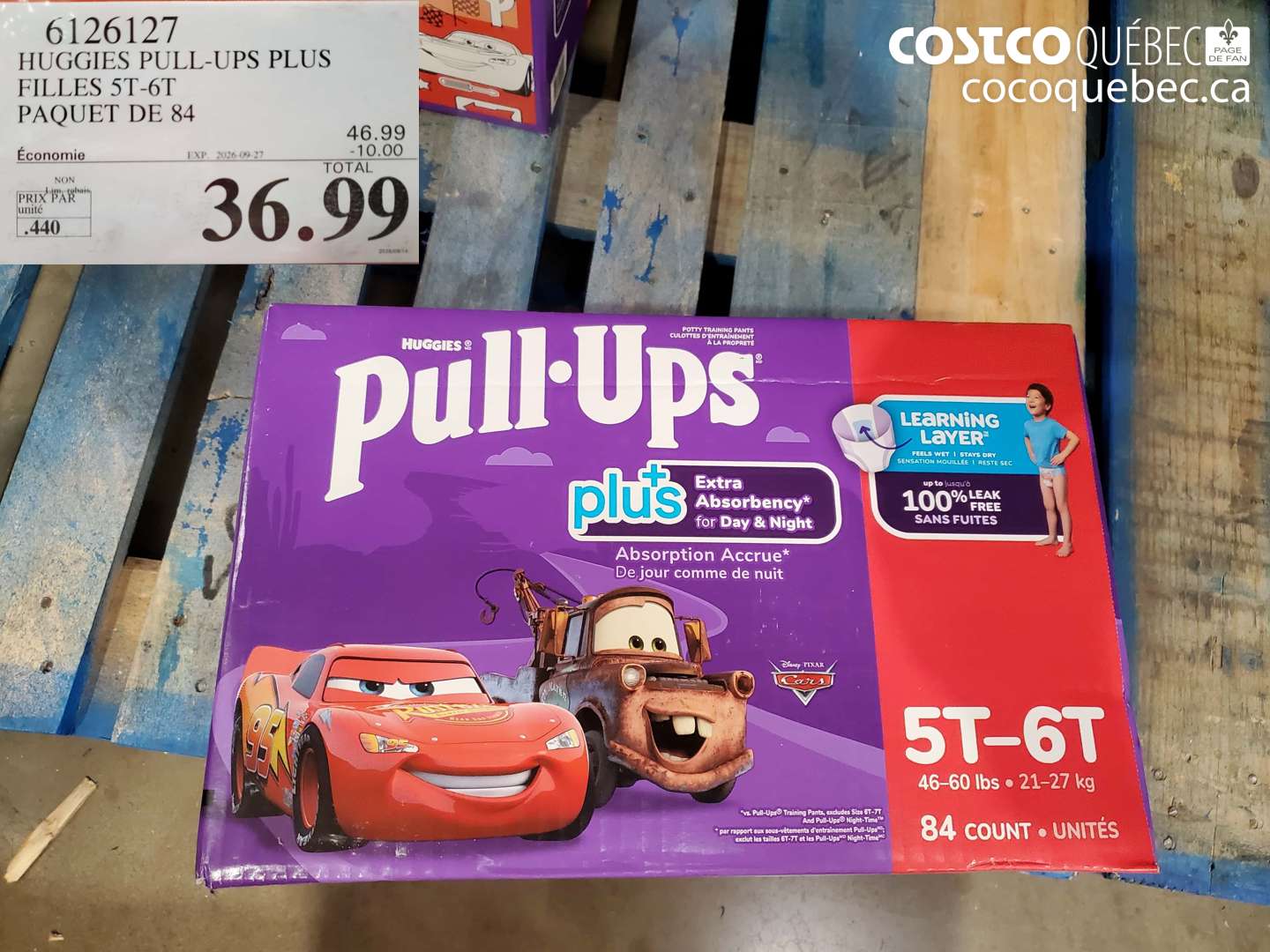 6126127 HUGGIES PULL-UPS PLUS FILLES 5T-6T PAQUET DE 84 ($10.00 INSTANT SAVINGS EXPIRES ON 2026-09-27) $36.99