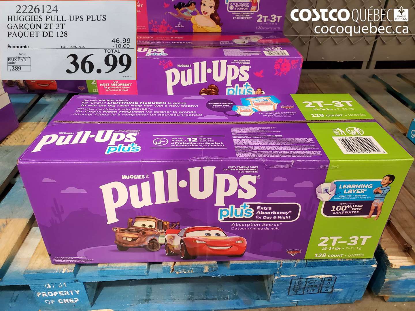 2226124 HUGGIES PULL-UPS PLUS GARÇON 2T-3T PAQUET DE 128 ($10.00 INSTANT SAVINGS EXPIRES ON 2026-09-27) $36.99