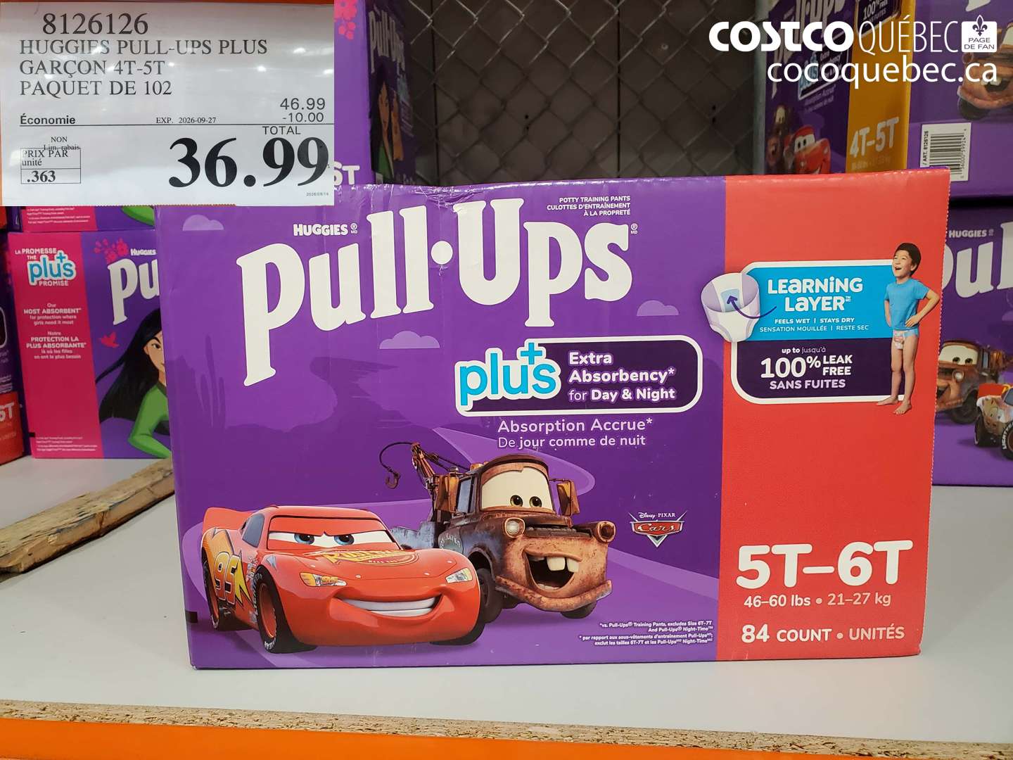 8126126 HUGGIES PULL-UPS PLUS GARÇON 4T-5T PAQUET DE 102 ($10.00 INSTANT SAVINGS EXPIRES ON 2026-09-27) $36.99