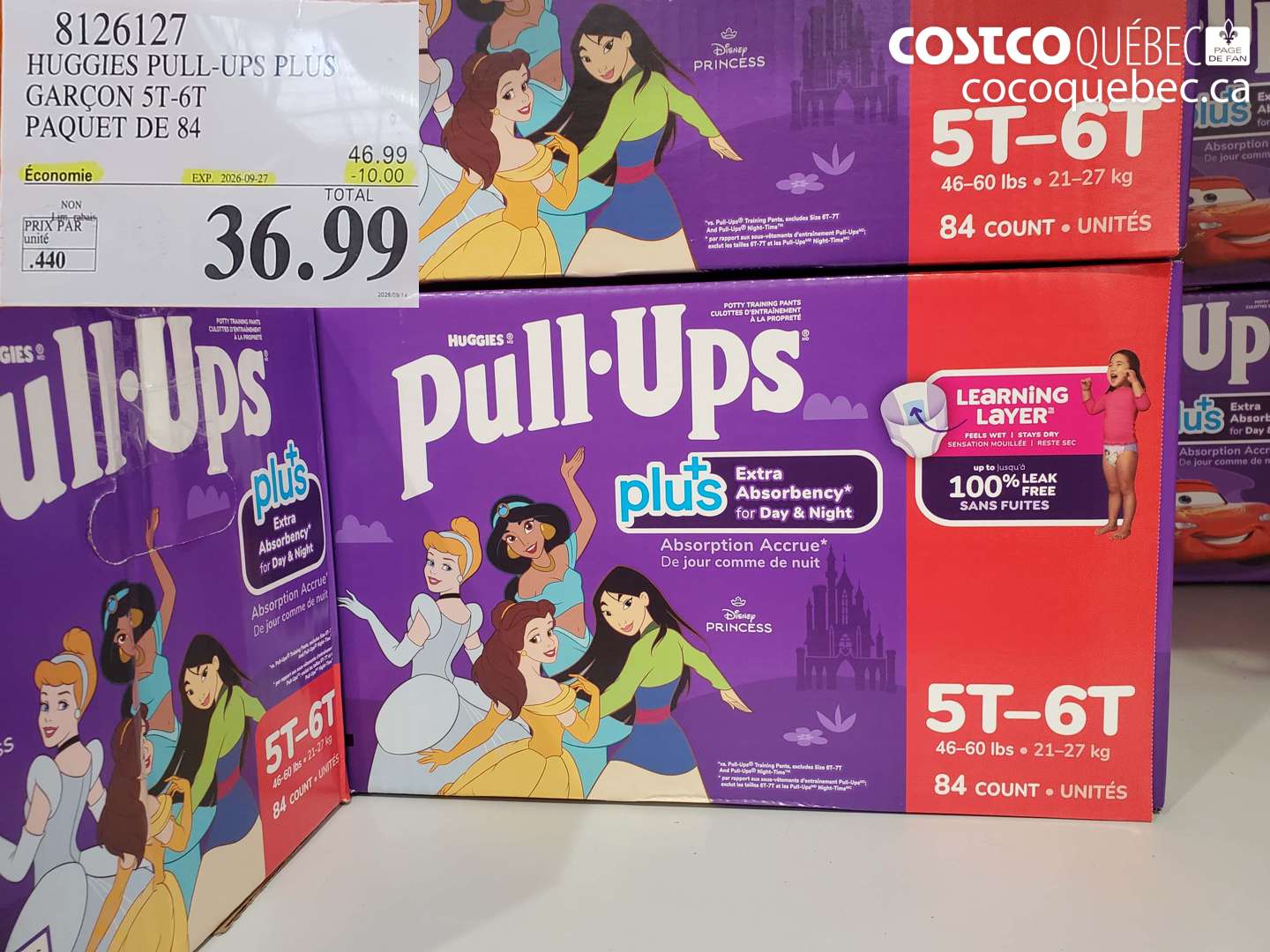 8126127 HUGGIES PULL-UPS PLUS GARÇON 5T-6T PAQUET DE 84 ($10.00 INSTANT SAVINGS EXPIRES ON 2026-09-27) $36.99