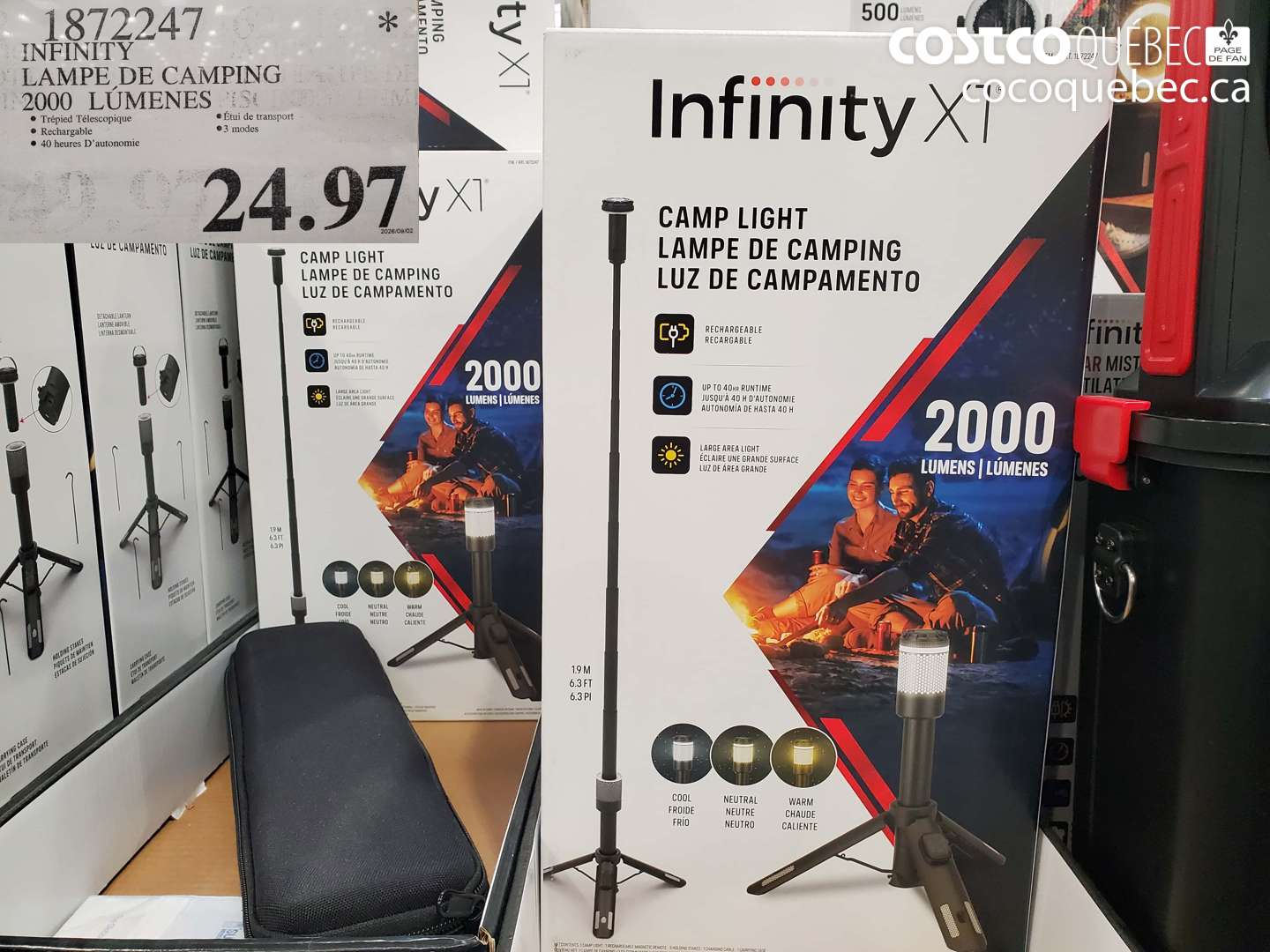 1872247 INFINITY LAMPE DE CAMPING 2000 LUMENES $24.97