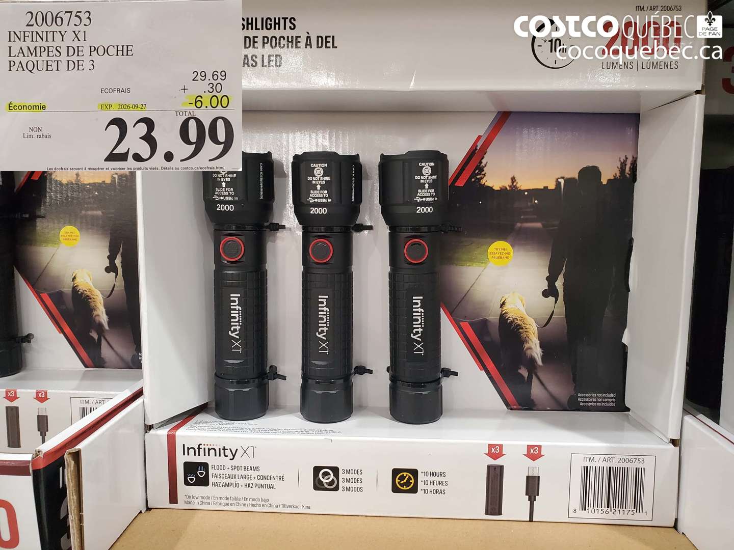 2006753 INFINITY X1 LAMPES DE POCHE PAQUET DE 3 ($6.00 INSTANT SAVINGS EXPIRES ON 2026-09-27) $23.99