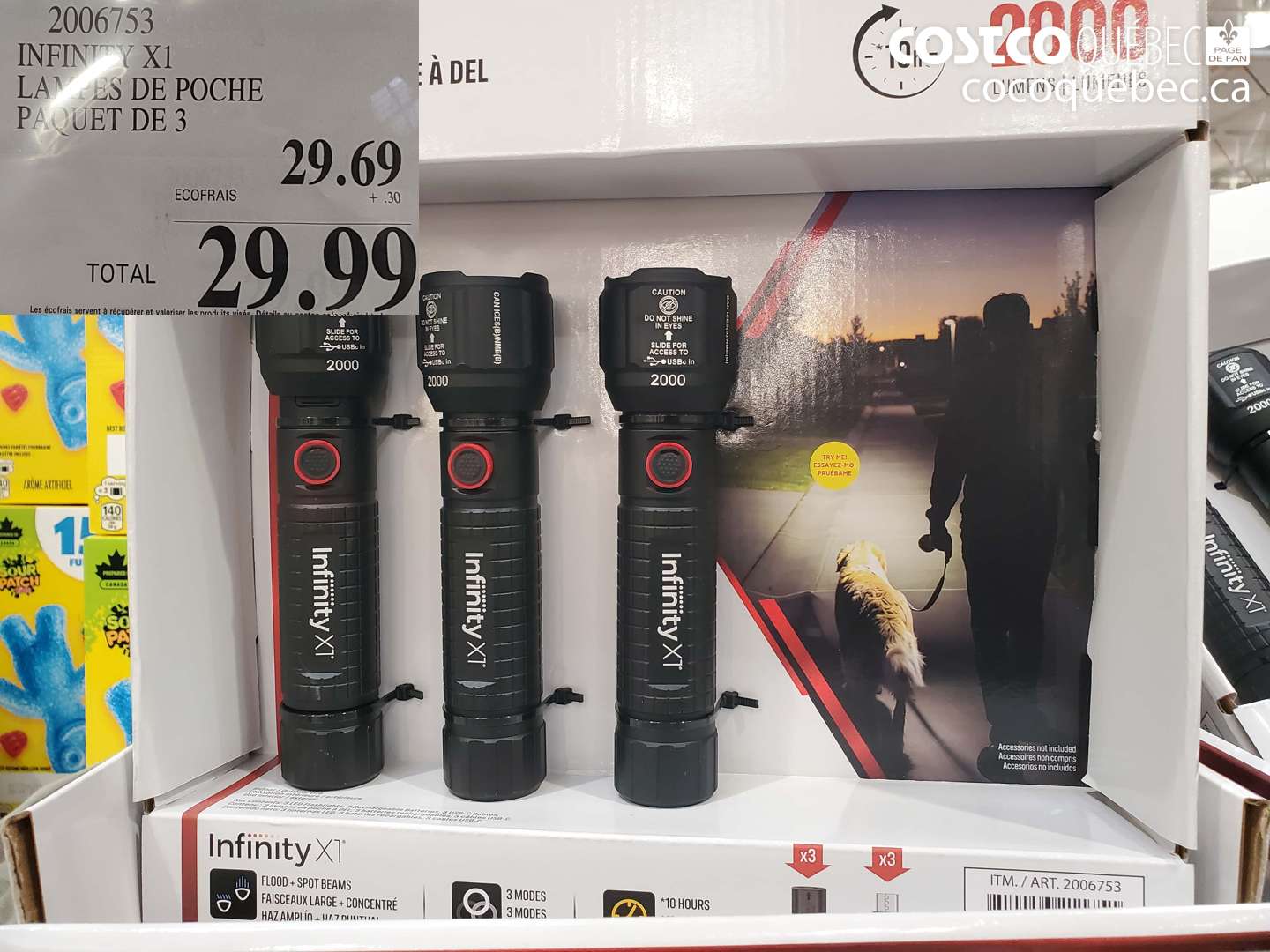 2006753 INFINITY X1 LAMPES DE POCHE PAQUET DE 3 $29.99