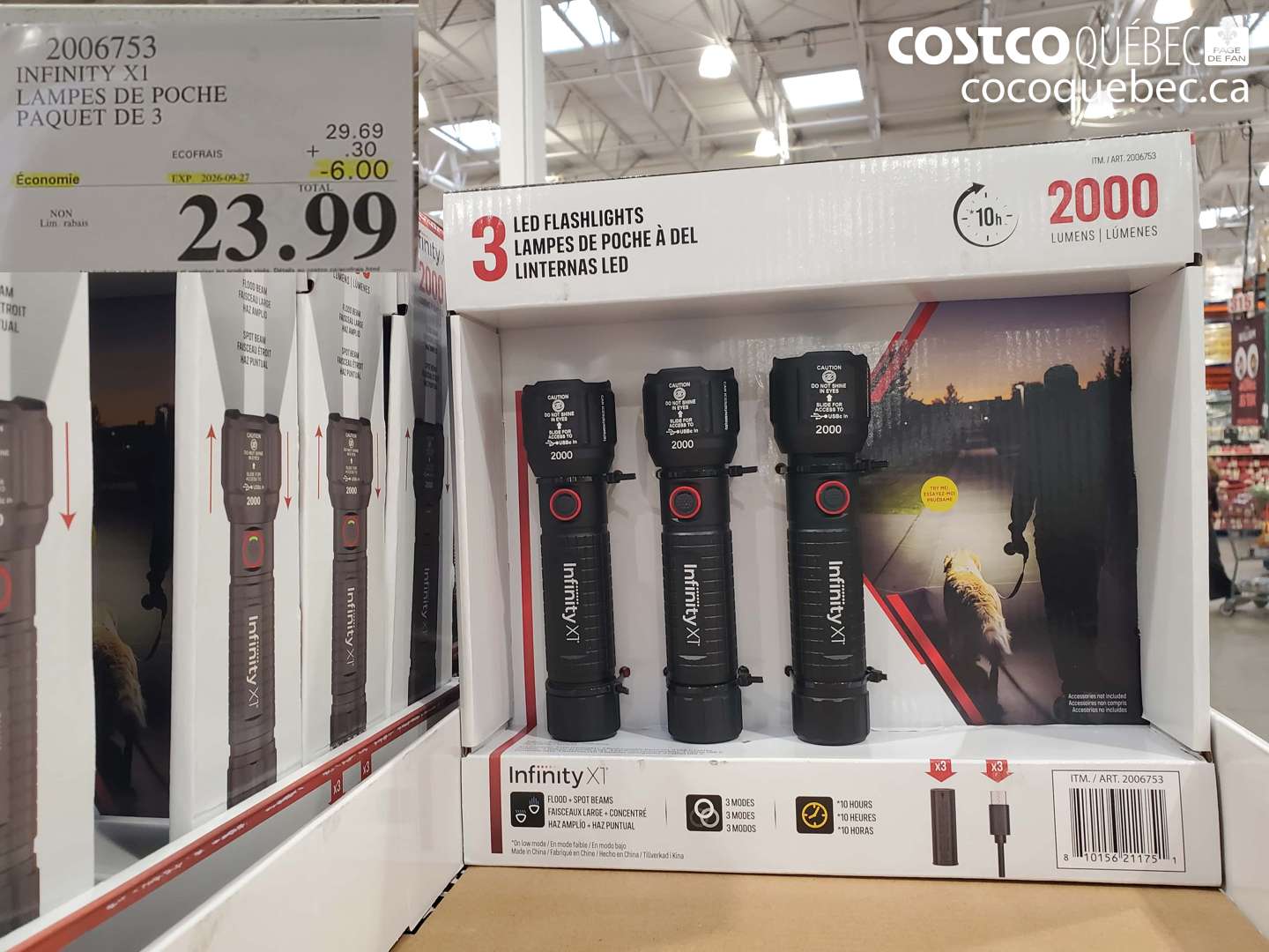 2006753 INFINITY X1 LAMPES DE POCHE PAQUET DE 3 ($6.00 INSTANT SAVINGS EXPIRES ON 2026-09-27) $23.99