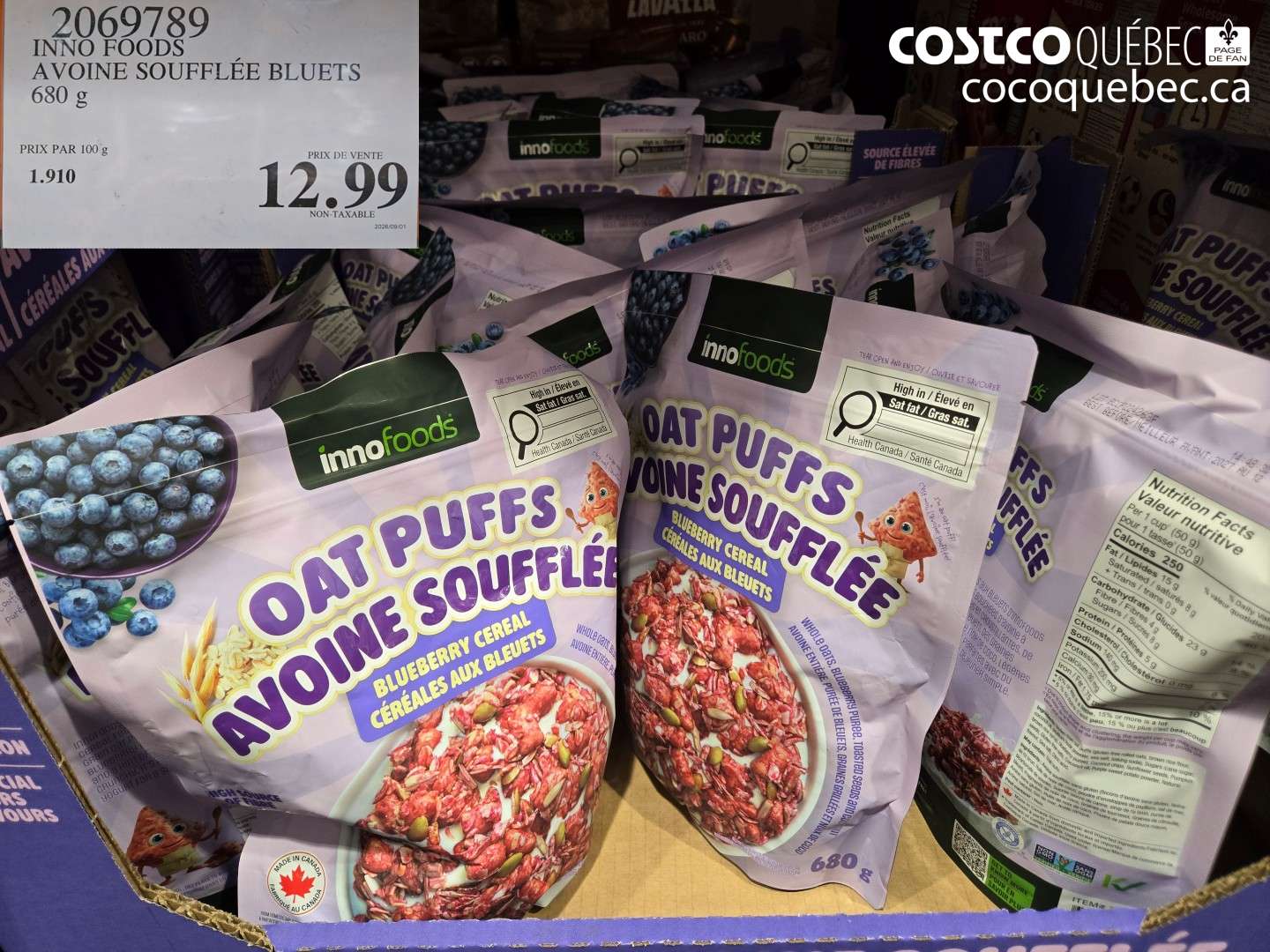 2069789 INNO FOODS AVOINE SOUFFLÉE BLEUETS $12.99