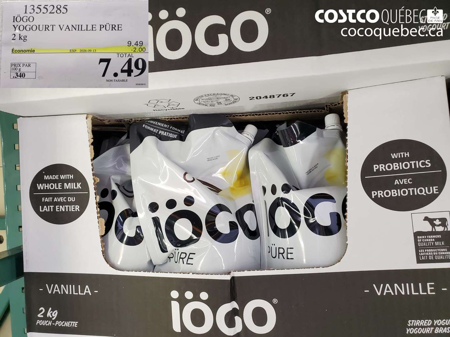 1355285 IÖGO YOGOURT VANILLE PURE ($2.00 INSTANT SAVINGS EXPIRES ON 2026-09-13) $7.49