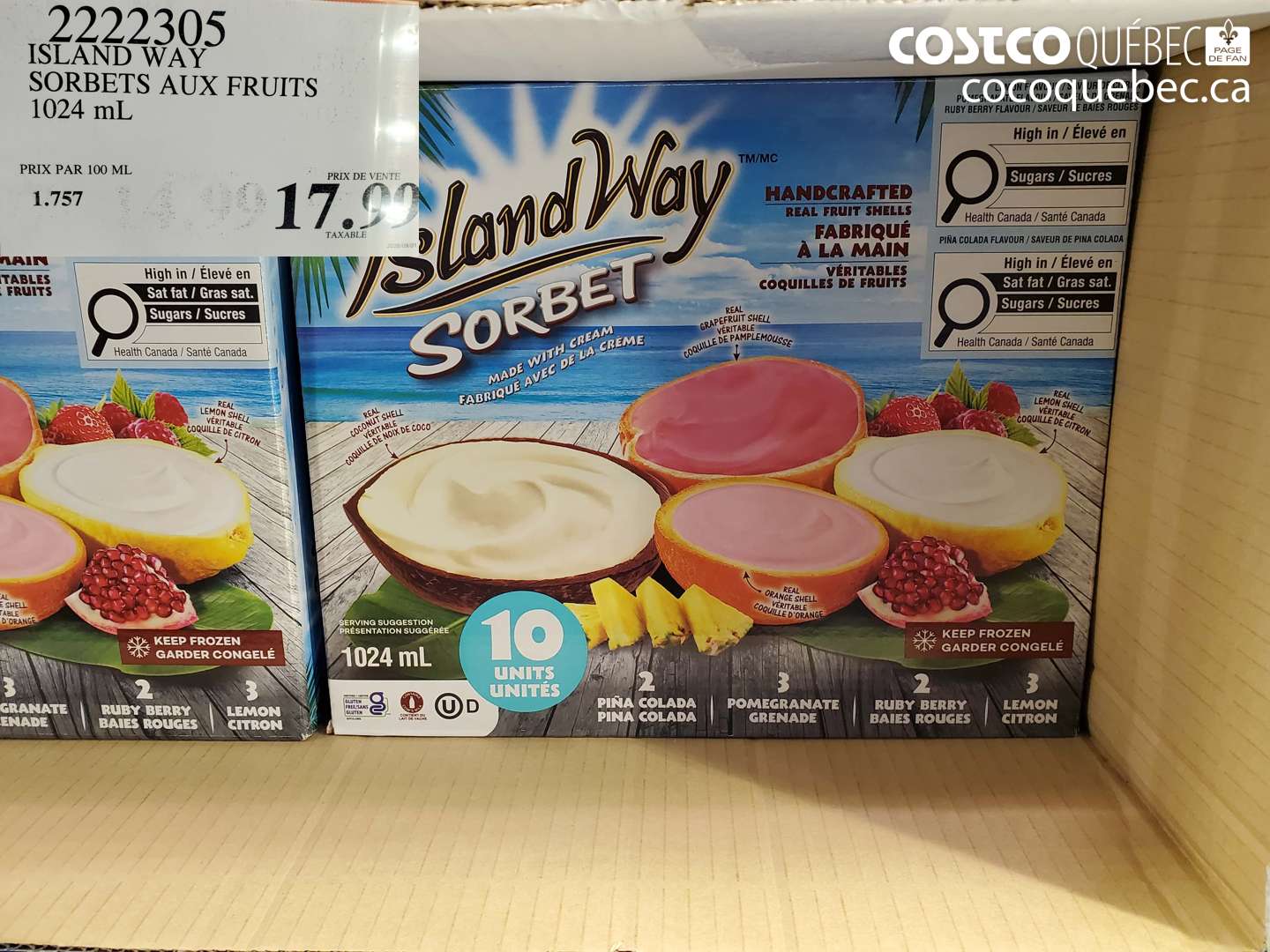 2222305 ISLAND WAY SORBETS AUX FRUITS $17.99