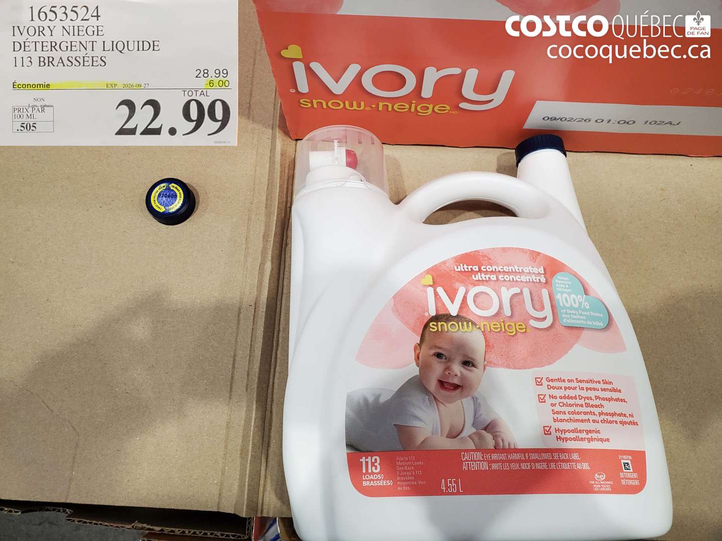 1653524 IVORY NEIGE DÉTERGENT LIQUIDE 113 BRASSÉES ($6.00 INSTANT SAVINGS EXPIRES ON 2026-09-27) $22.99