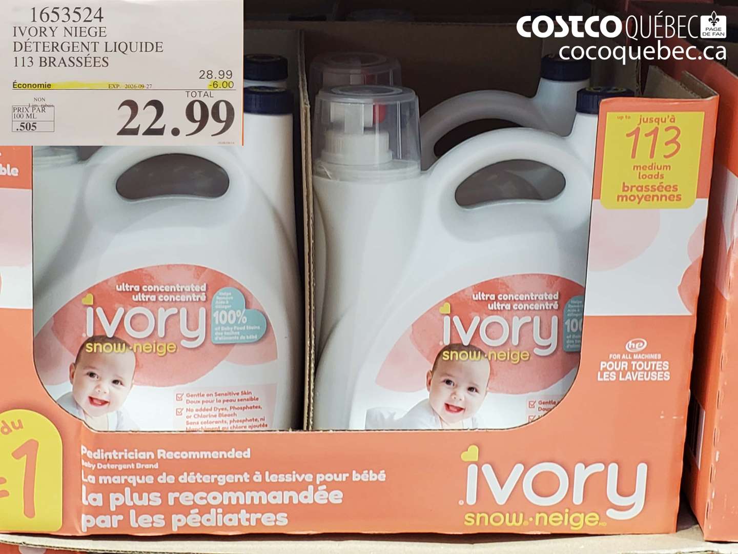 1653524 IVORY NIEGE DÉTERGENT LIQUIDE ($6.00 INSTANT SAVINGS EXPIRES ON 2026-09-27) $22.99