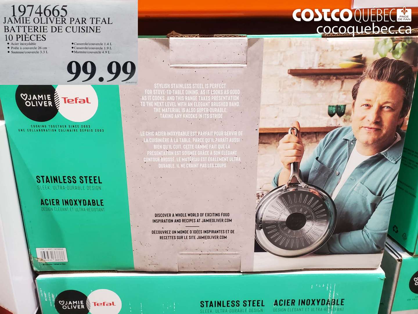 1974665 JAMIE OLIVER PAR TFAL BATTERIE DE CUISINE 10 PIÈCES $99.99