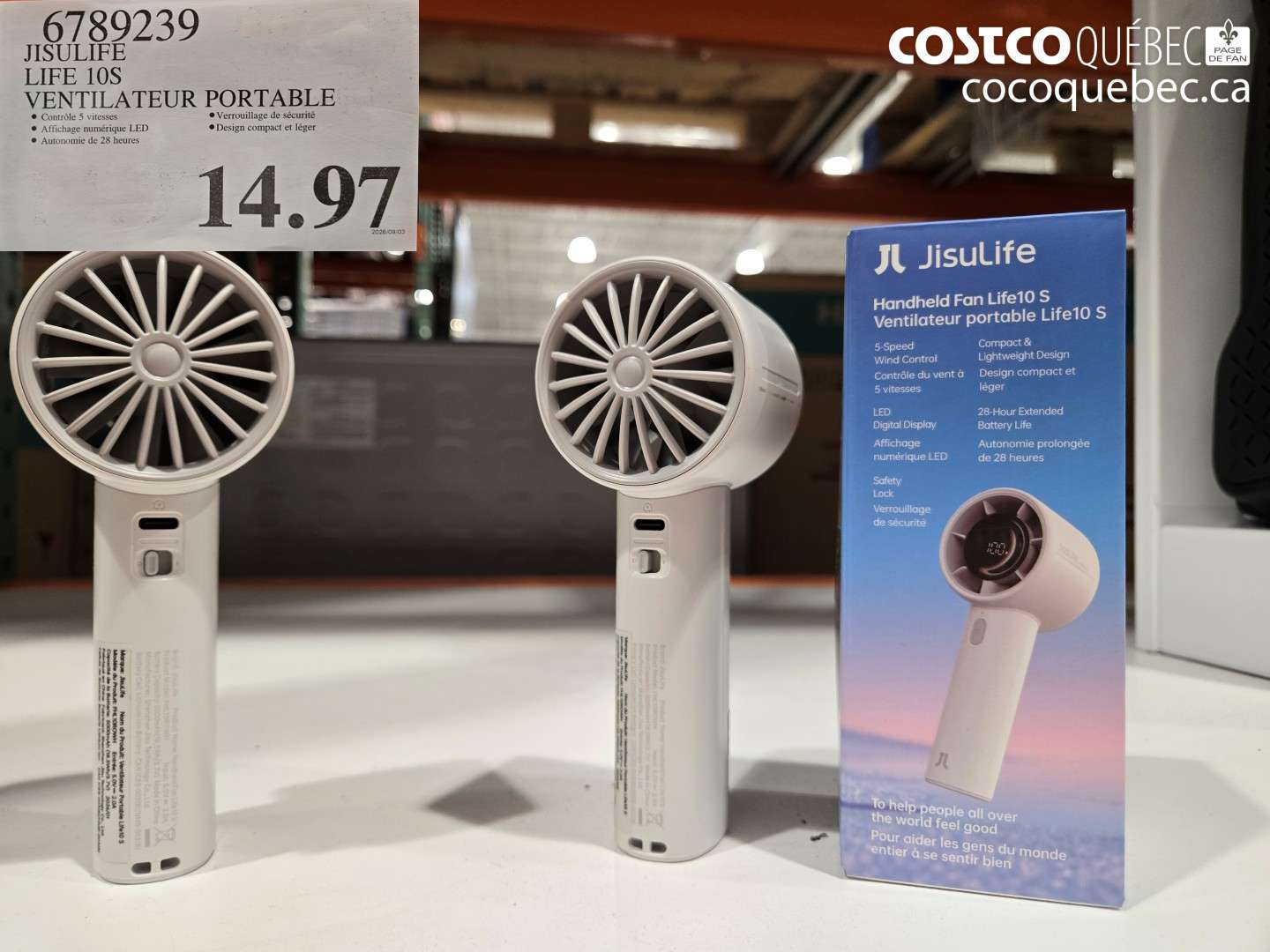 6789239 JISULIFE LIFE 10S VENTILATEUR PORTABLE $14.97