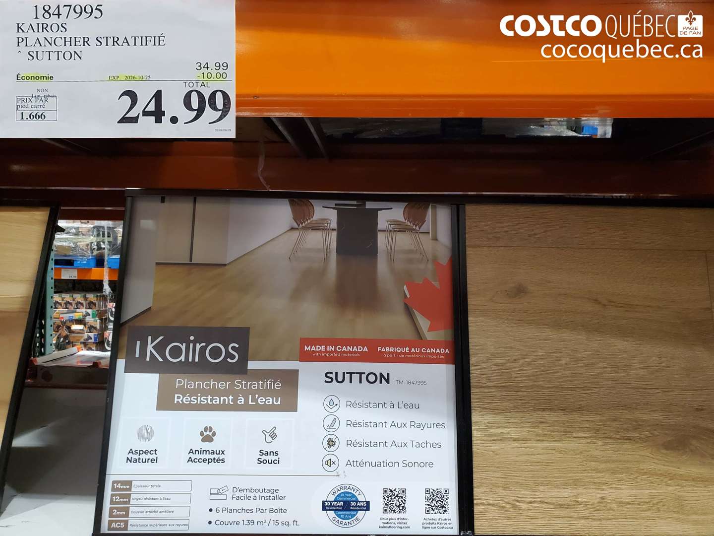 1847995 KAIROS PLANCHER STRATIFIÉ ($10.00 INSTANT SAVINGS EXPIRES ON 2026-10-25) $24.99