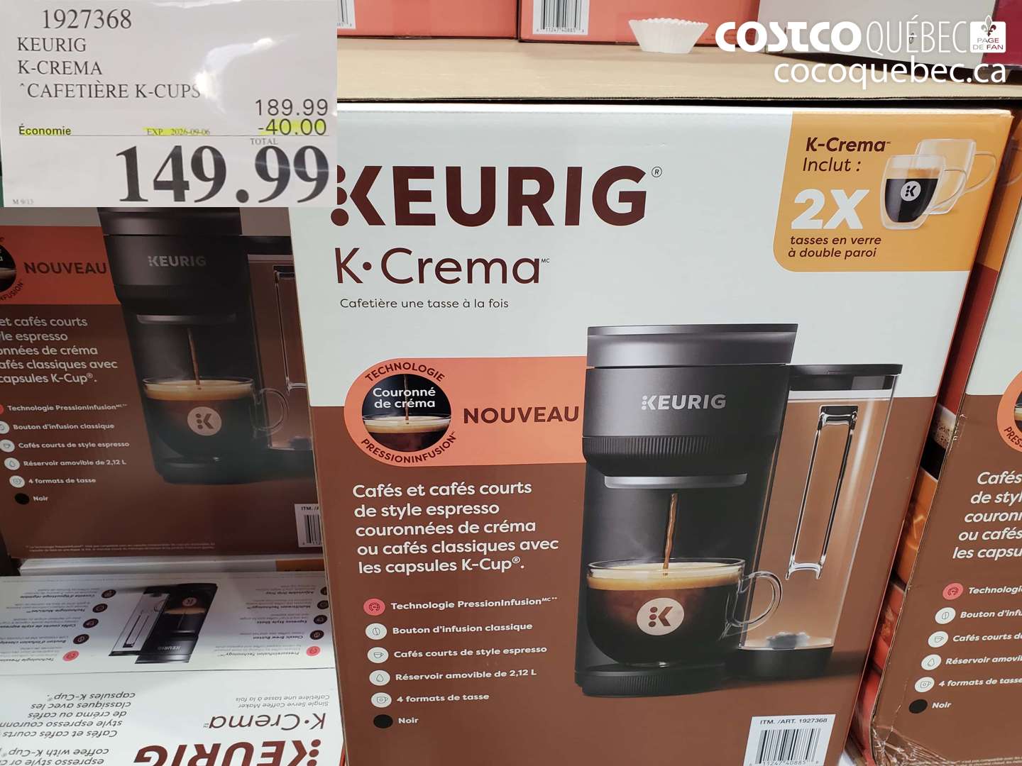 1927368 KEURIG K-CREMA ($40.00 INSTANT SAVINGS EXPIRES ON 2026-09-06) $149.99