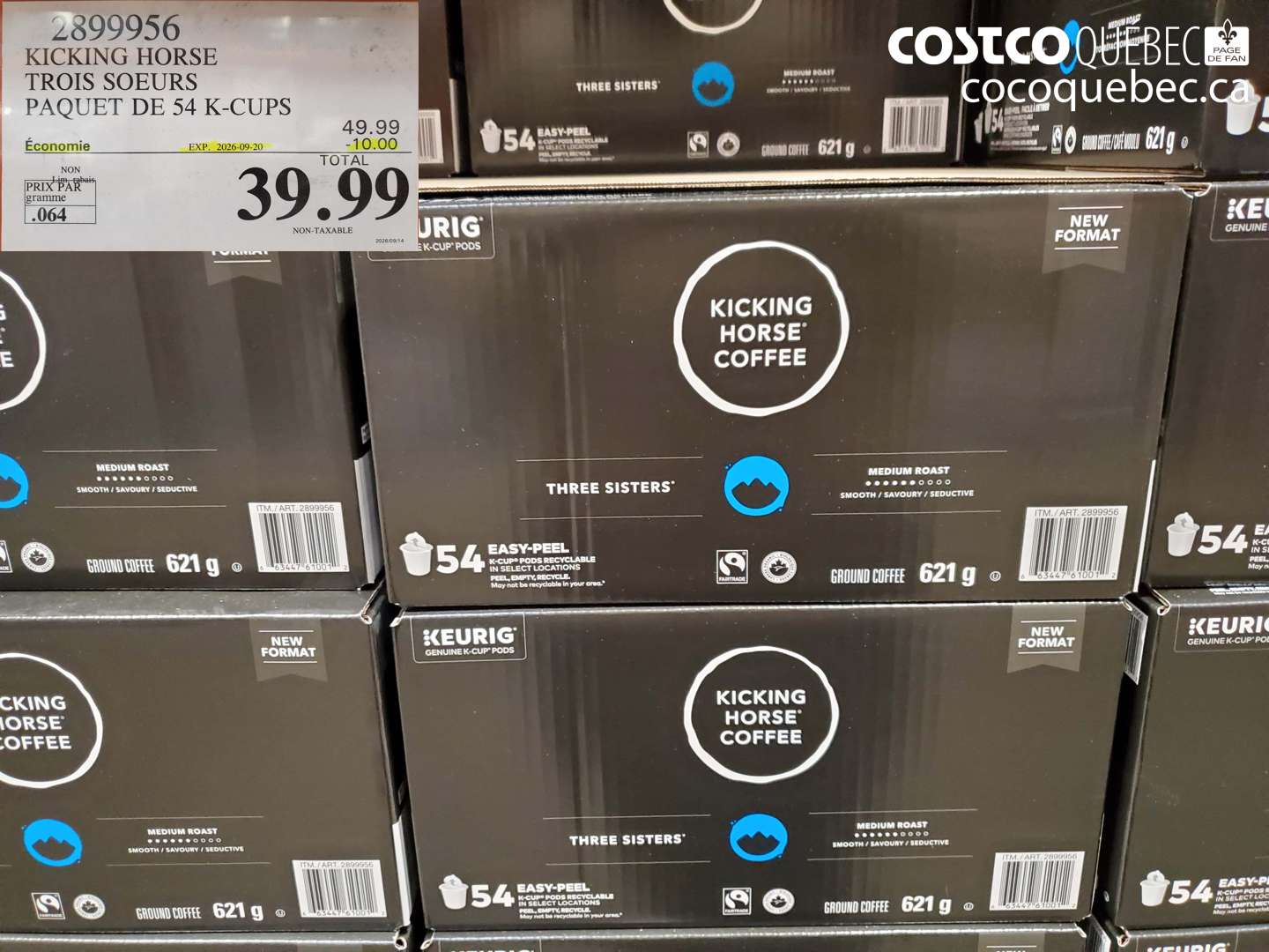 2899956 KICKING HORSE TROIS SOEURS PAQUET DE 54 K-CUPS ($10.00 INSTANT SAVINGS EXPIRES ON 2026-09-20) $39.99