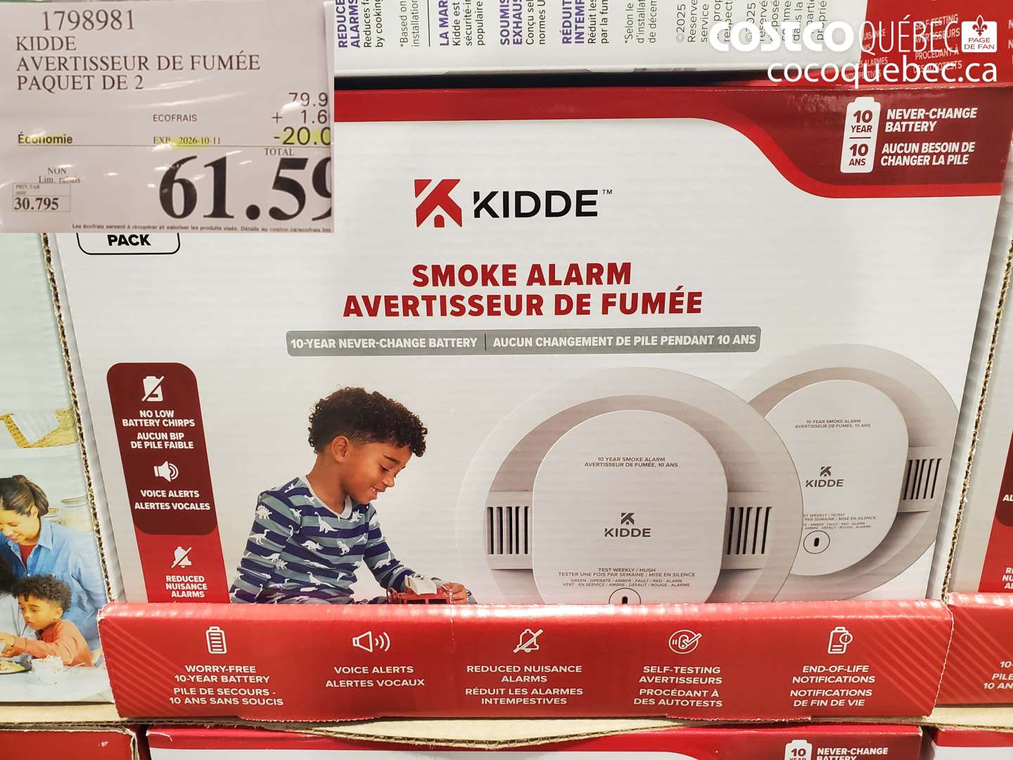 1798981 KIDDE AVERTISSEUR DE FUMÉE PAQUET DE 2 ($20.00 INSTANT SAVINGS EXPIRES ON 2026-10-11) $61.59