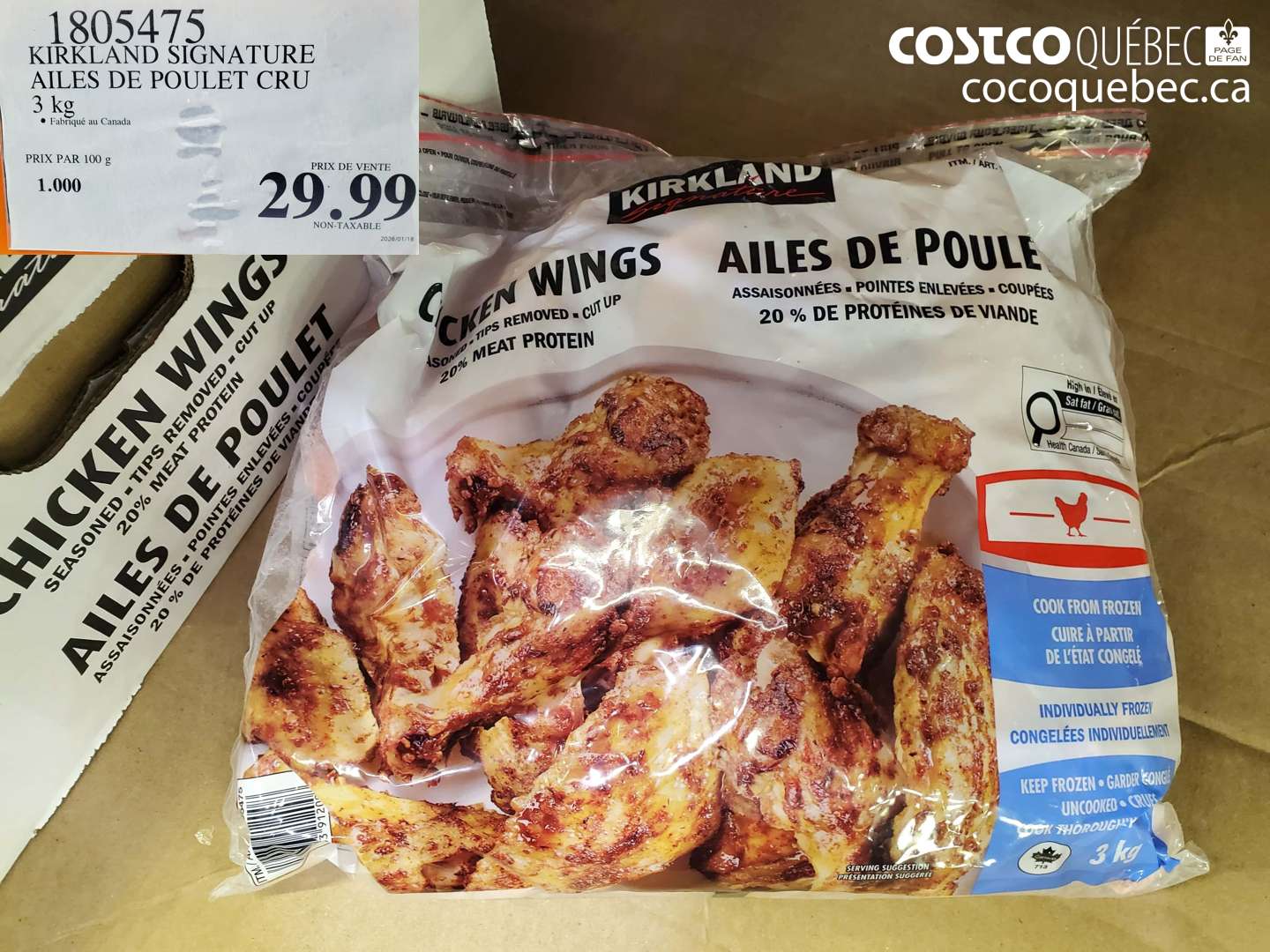 1805475 KIRKLAND SIGNATURE AILES DE POULET CRU $29.99