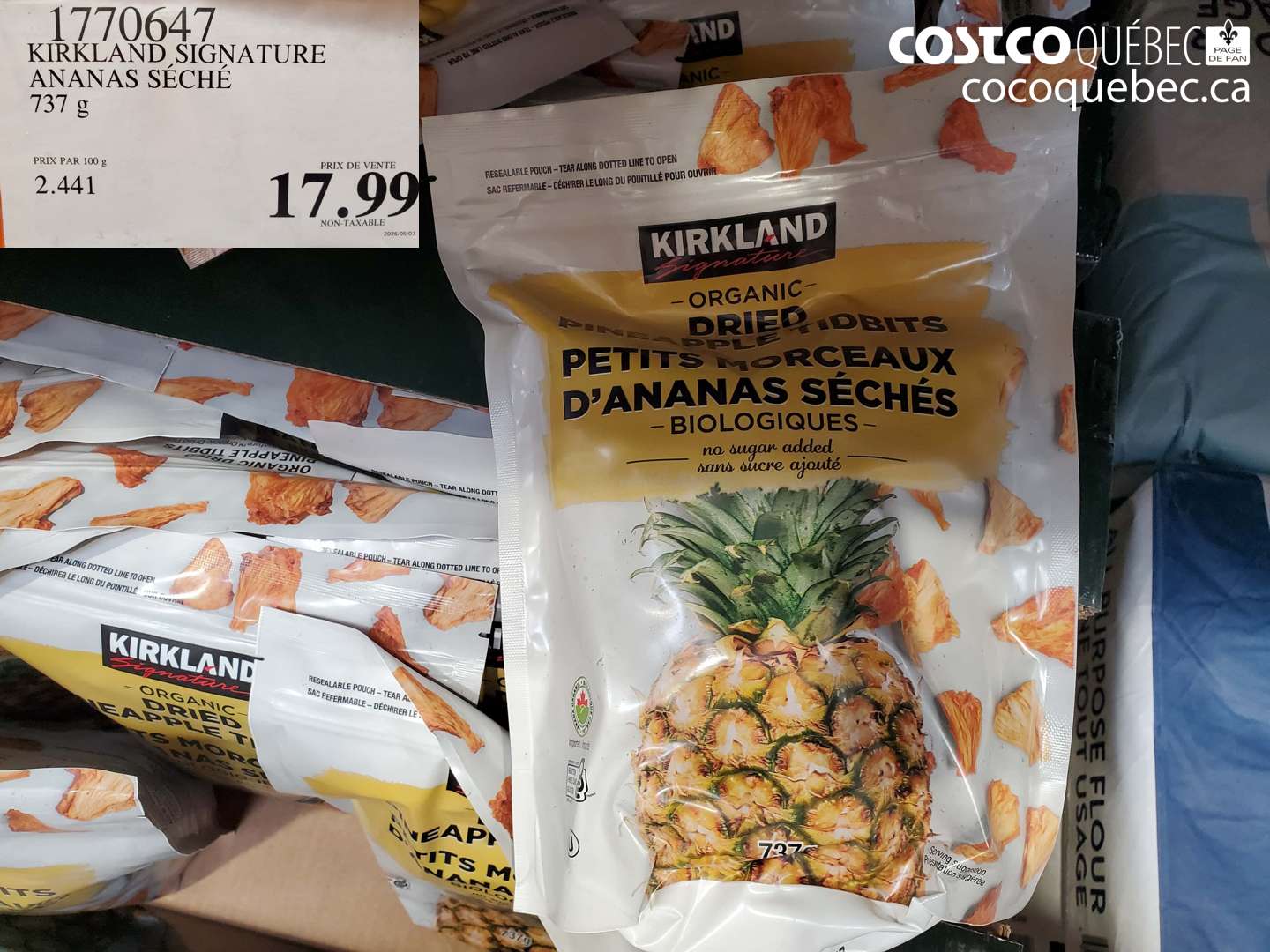 1770647 KIRKLAND SIGNATURE ANANAS SÉCHÉ $17.99