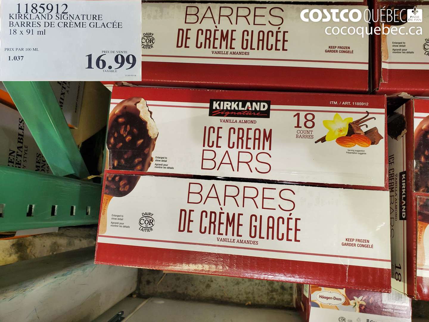 1185912 KIRKLAND SIGNATURE BARRES DE CRÈME GLACÉE $16.99