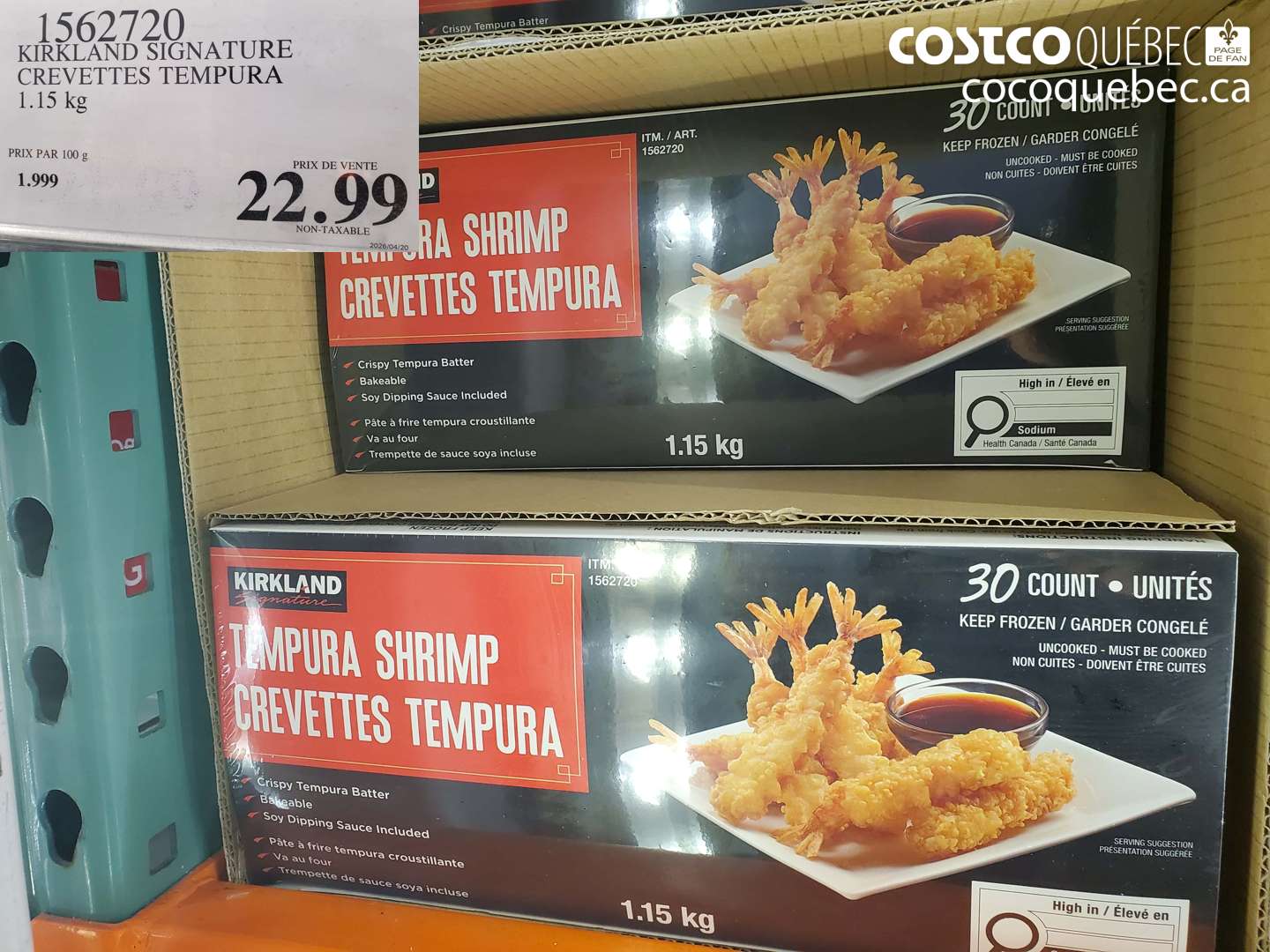 1562720 KIRKLAND SIGNATURE CREVETTES TEMPURA $22.99