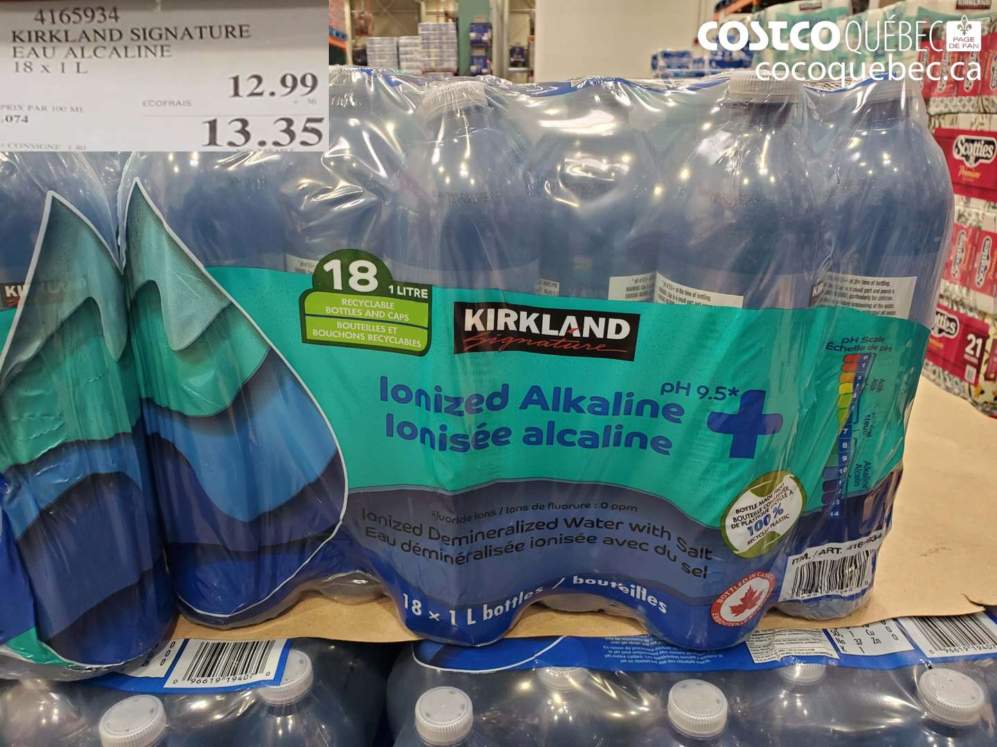 4165934 KIRKLAND SIGNATURE EAU ALCALINE 18 X 1 L $12.99