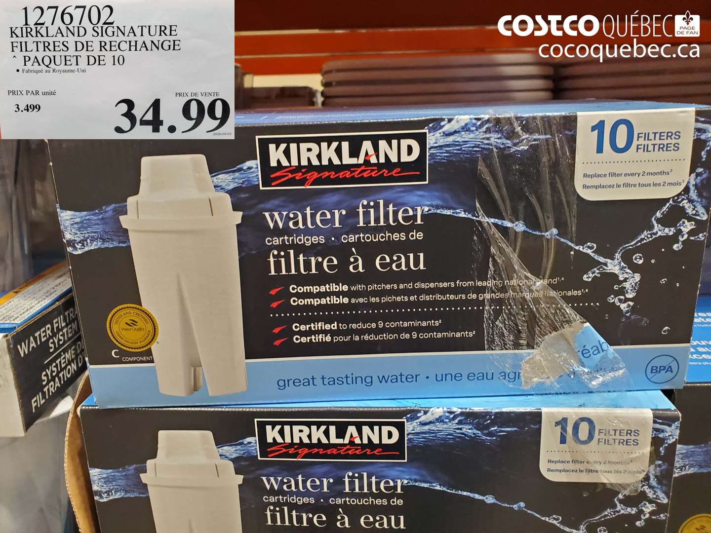 1276702 KIRKLAND SIGNATURE FILTRES DE RECHANGE PAQUET DE 10 $34.99