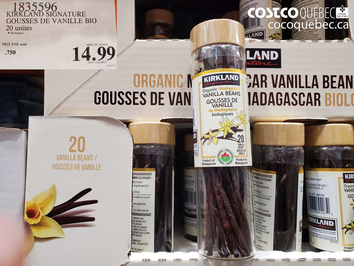 1835596 KIRKLAND SIGNATURE GOUSSES DE VANILLE BIO 20 UNITES $14.99