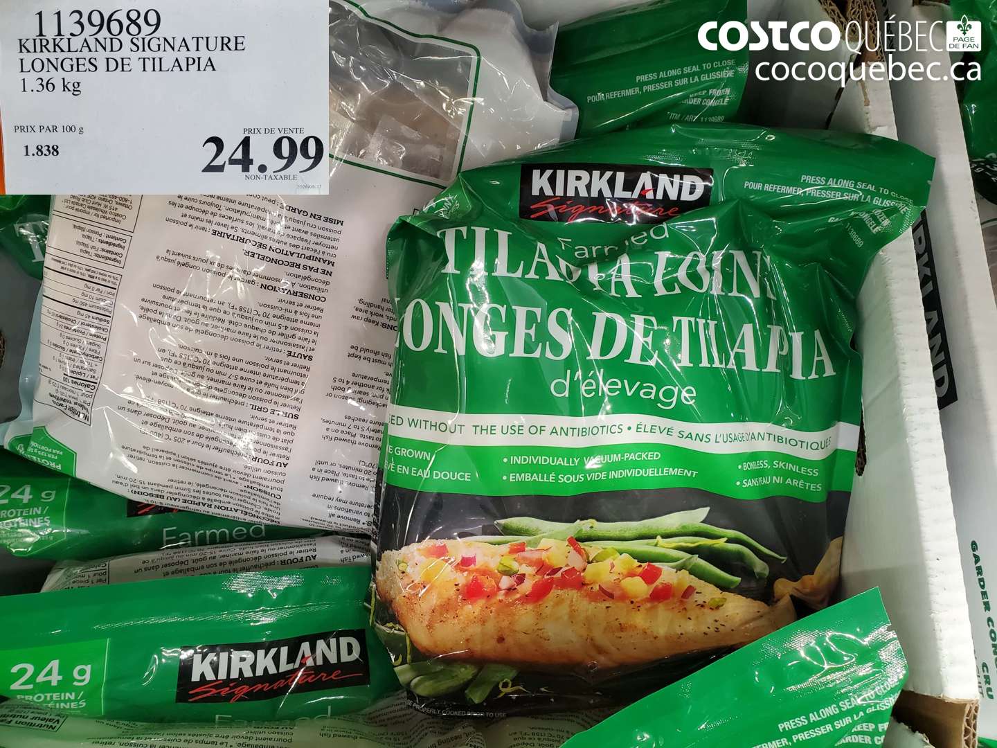 1139689 KIRKLAND SIGNATURE LONGES DE TILAPIA $24.99