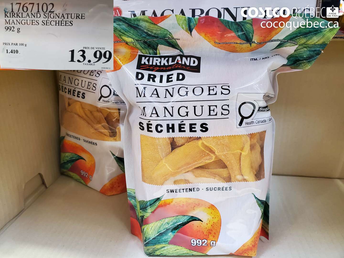 1767102 KIRKLAND SIGNATURE MANGUES SÉCHÉES $13.99