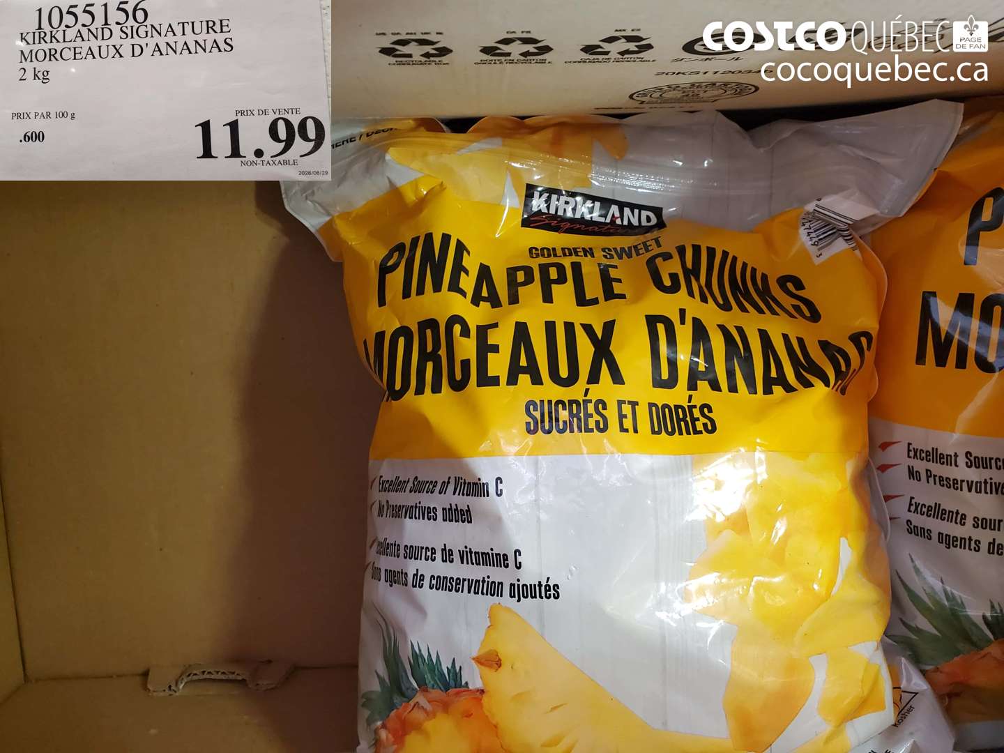 1055156 KIRKLAND SIGNATURE MORCEAUX D'ANANAS $11.99