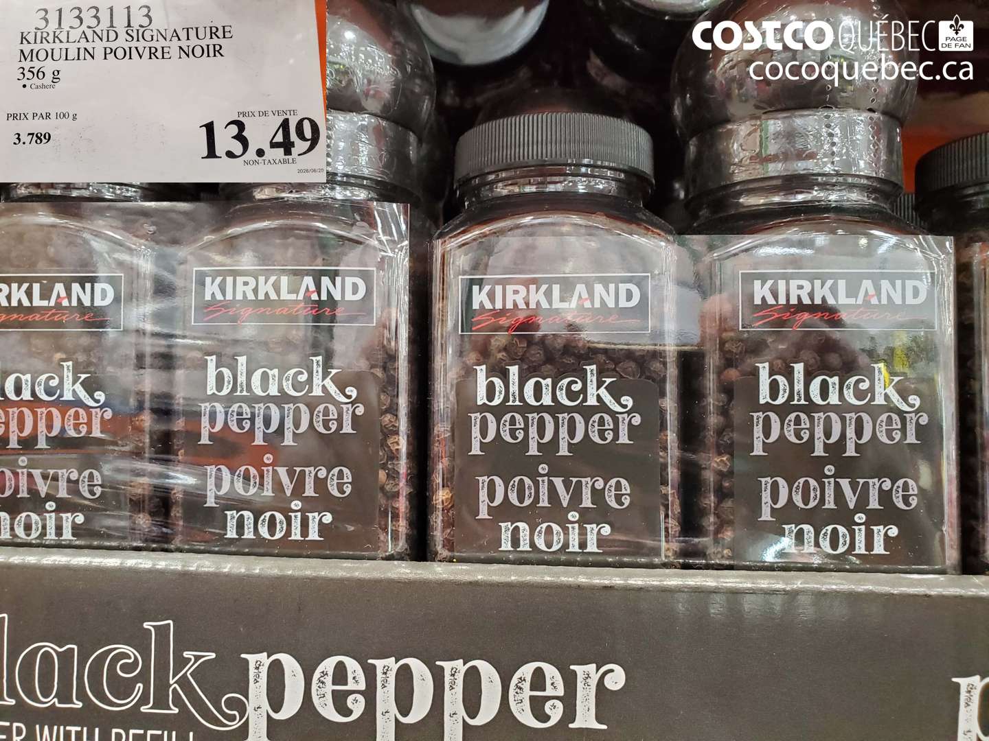 3133113 KIRKLAND SIGNATURE MOULIN POIVRE NOIR 356 G $13.49