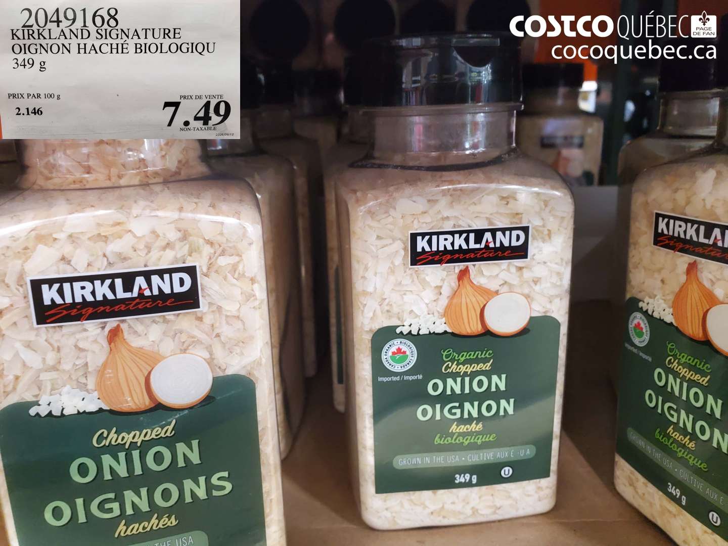 2049168 KIRKLAND SIGNATURE OIGNON HACHÉ BIOLOGIQUE $7.49
