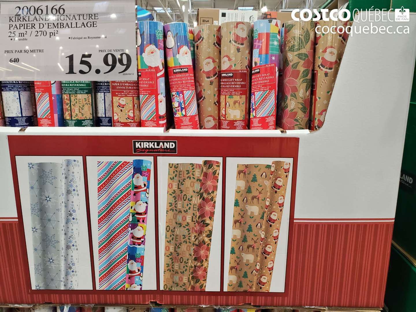 2006166 KIRKLAND SIGNATURE PAPIER D'EMBALLAGE 25 M2 / 270 PI2 $15.99