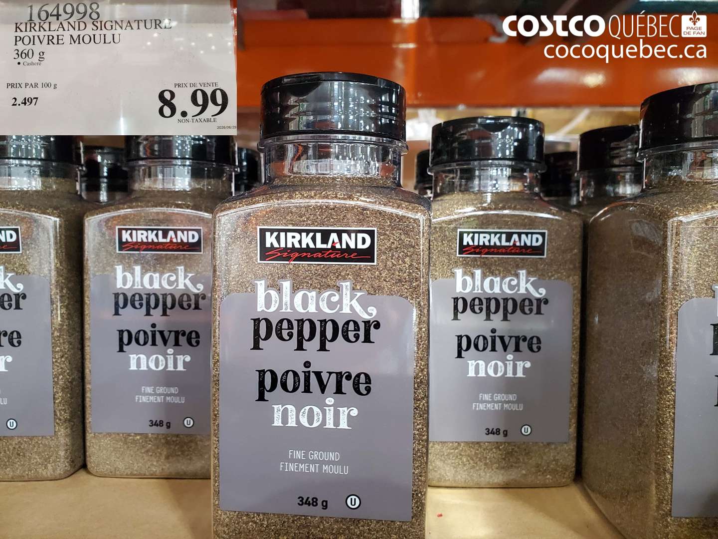 164998 KIRKLAND SIGNATURE POIVRE MOULU 360 G $8.99