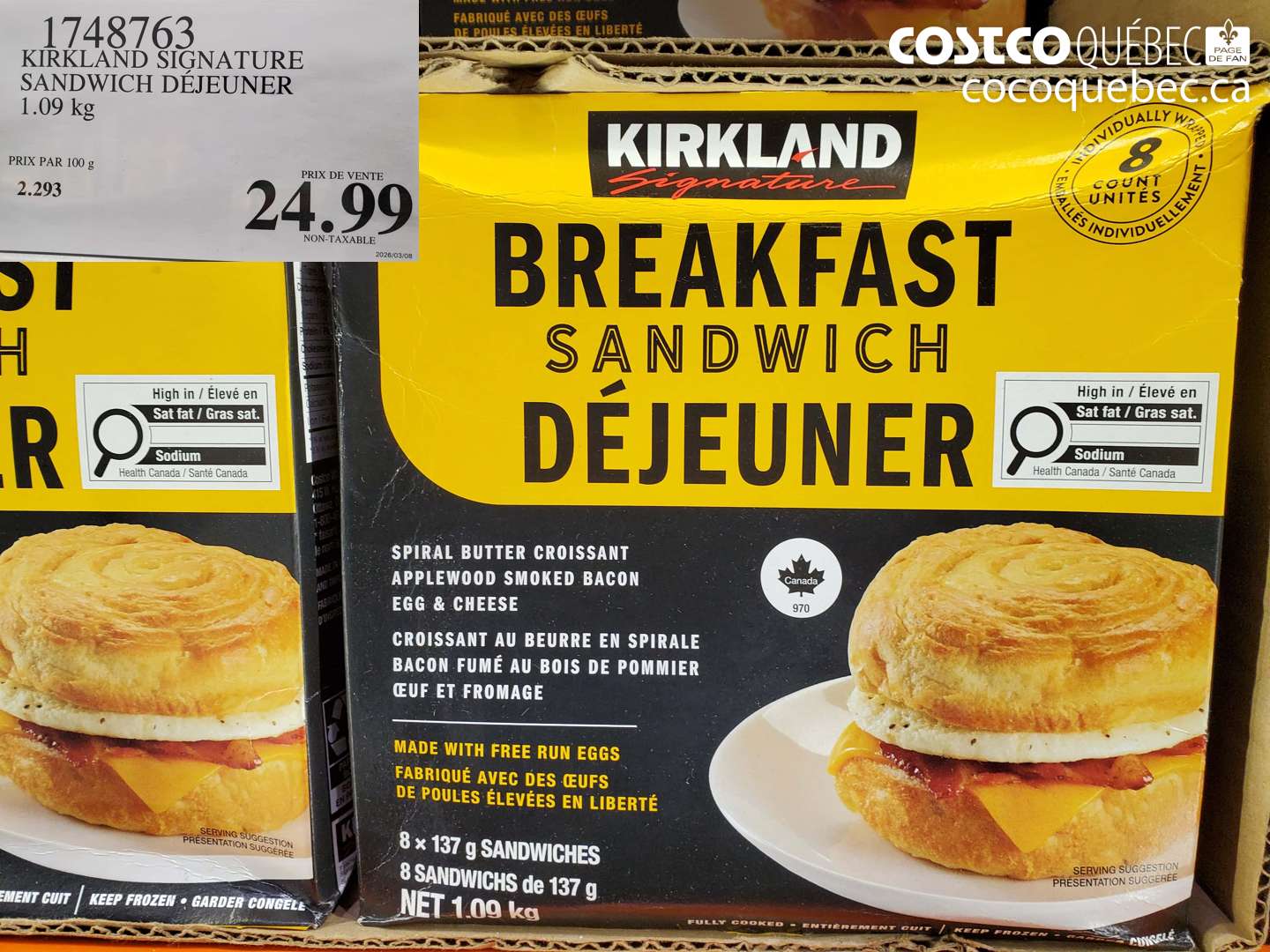 1748763 KIRKLAND SIGNATURE SANDWICH DÉJEUNER $24.99