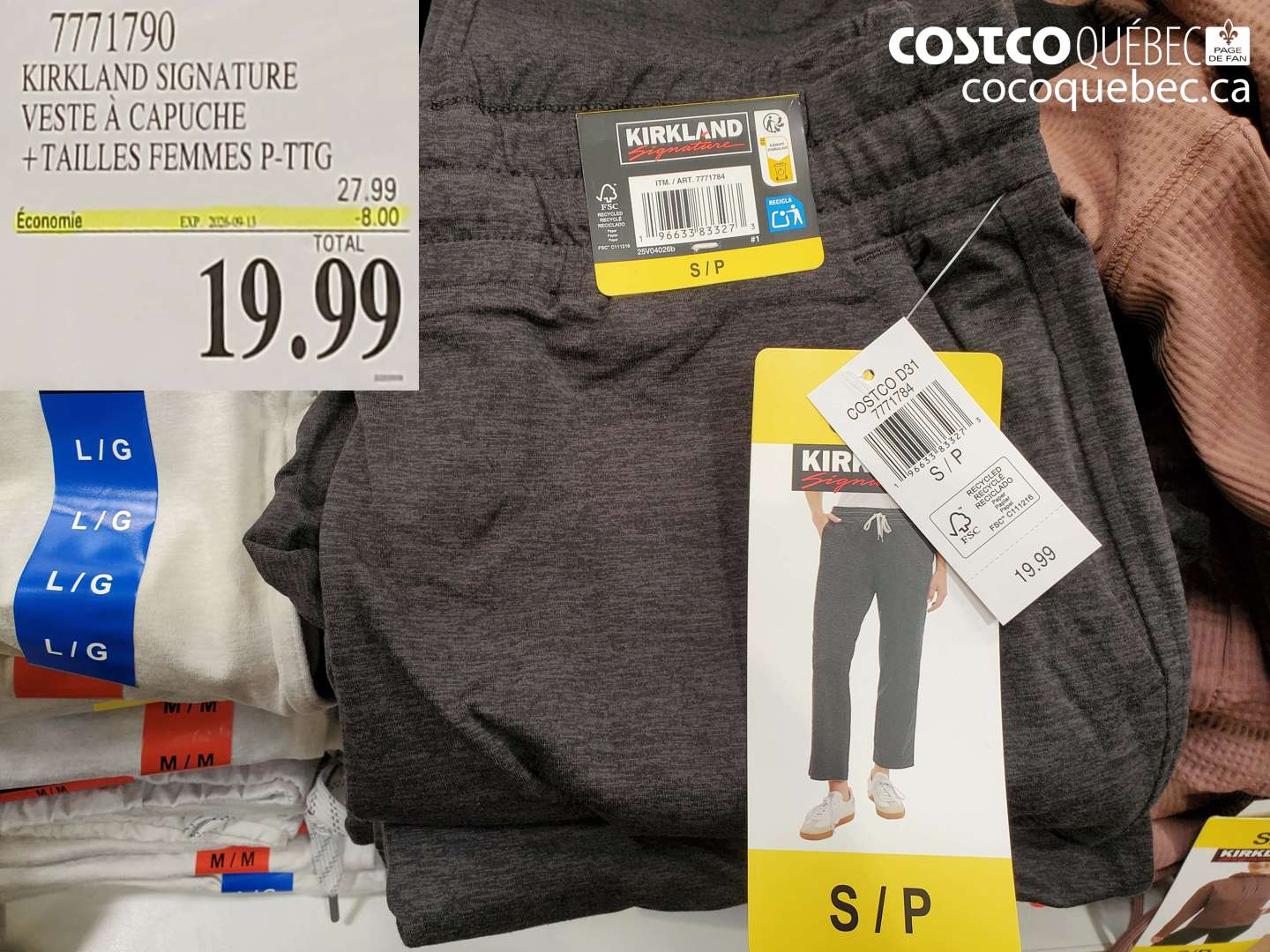 7771790 KIRKLAND SIGNATURE VESTE À CAPUCHE +TAILLES FEMMES P-TTG ($8.00 INSTANT SAVINGS EXPIRES ON 2026-09-13) $19.99