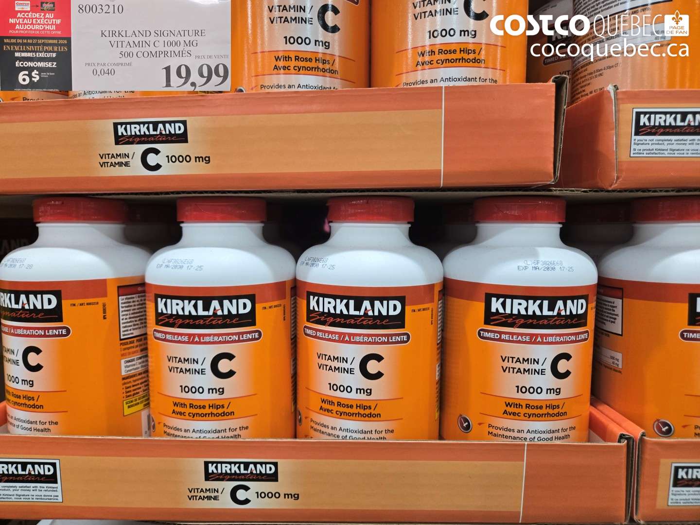 8003210 KIRKLAND SIGNATURE VITAMIN C 1000 MG 500 COMPRIMÉS 6 OFF (EXPIRES ON 2026-09-27) $19.99